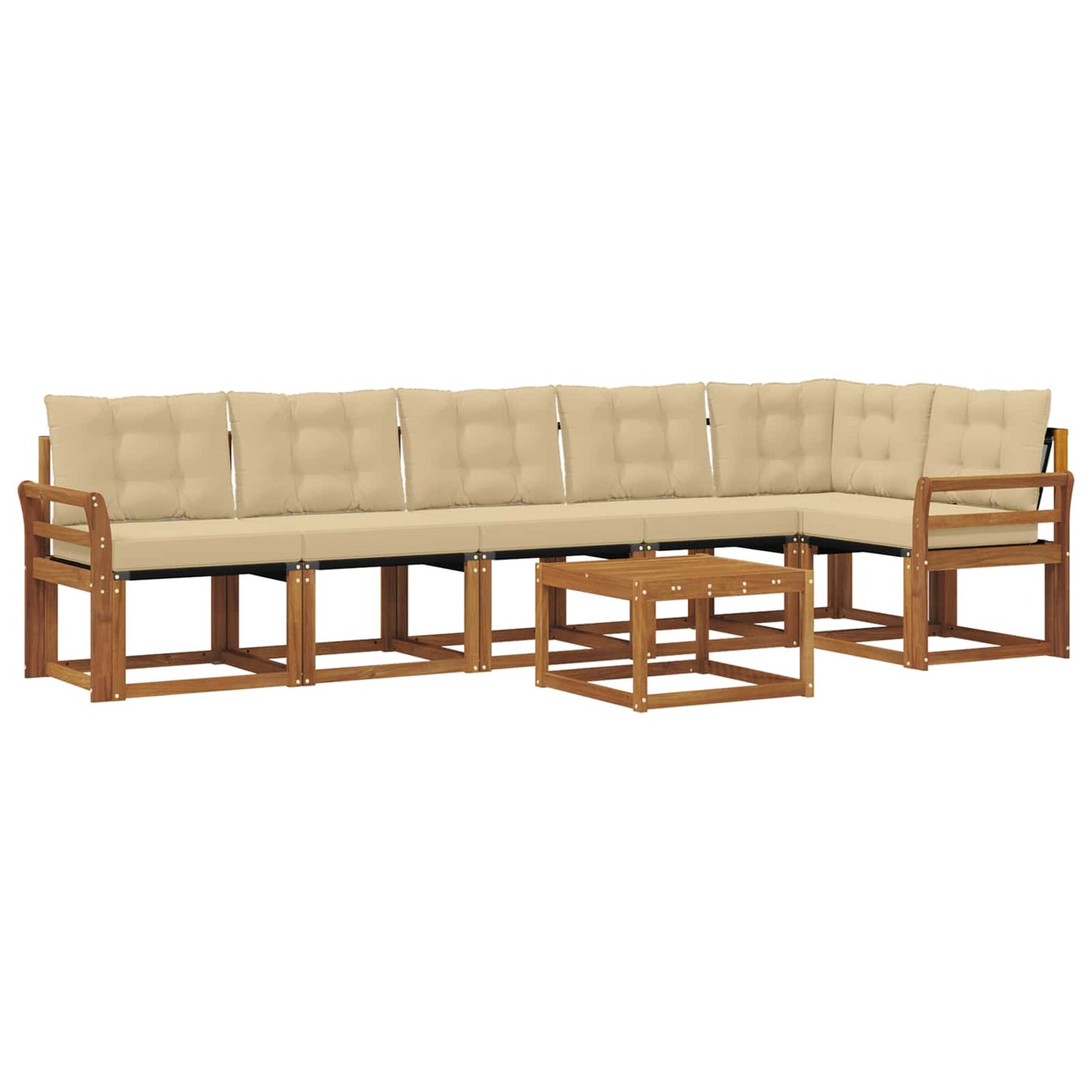 vidaXL Σειρά Καναπέ Εξωτερικού με μαξιλάρι 7 pcs Φυσικό και Μπεζ