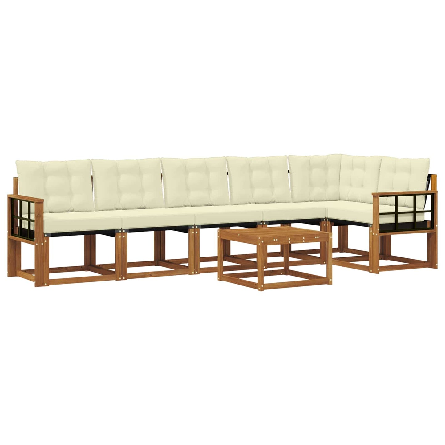 vidaXL Σειρά Καναπέ Εξωτερικού με μαξιλάρι 7 pcs Φυσικό και Κρέμα