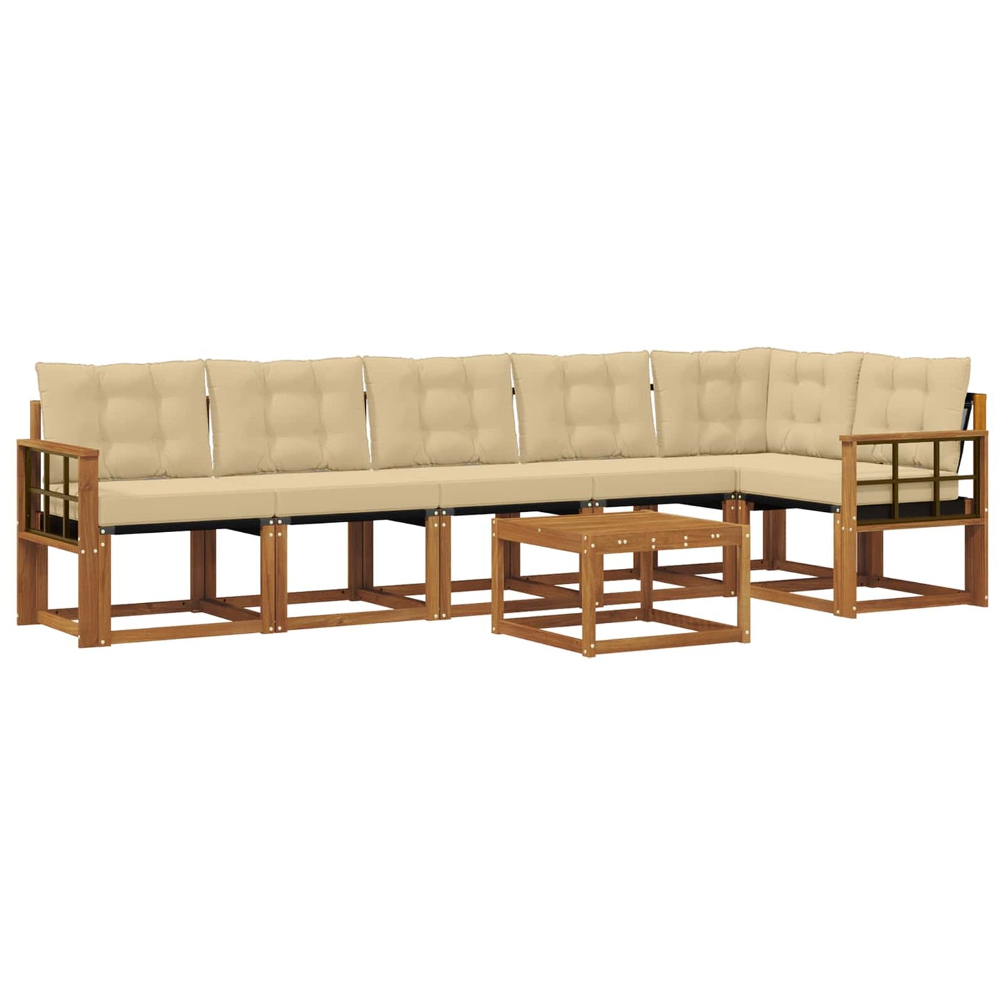 vidaXL Σειρά Καναπέ Εξωτερικού με μαξιλάρι 7 pcs Φυσικό και Μπεζ