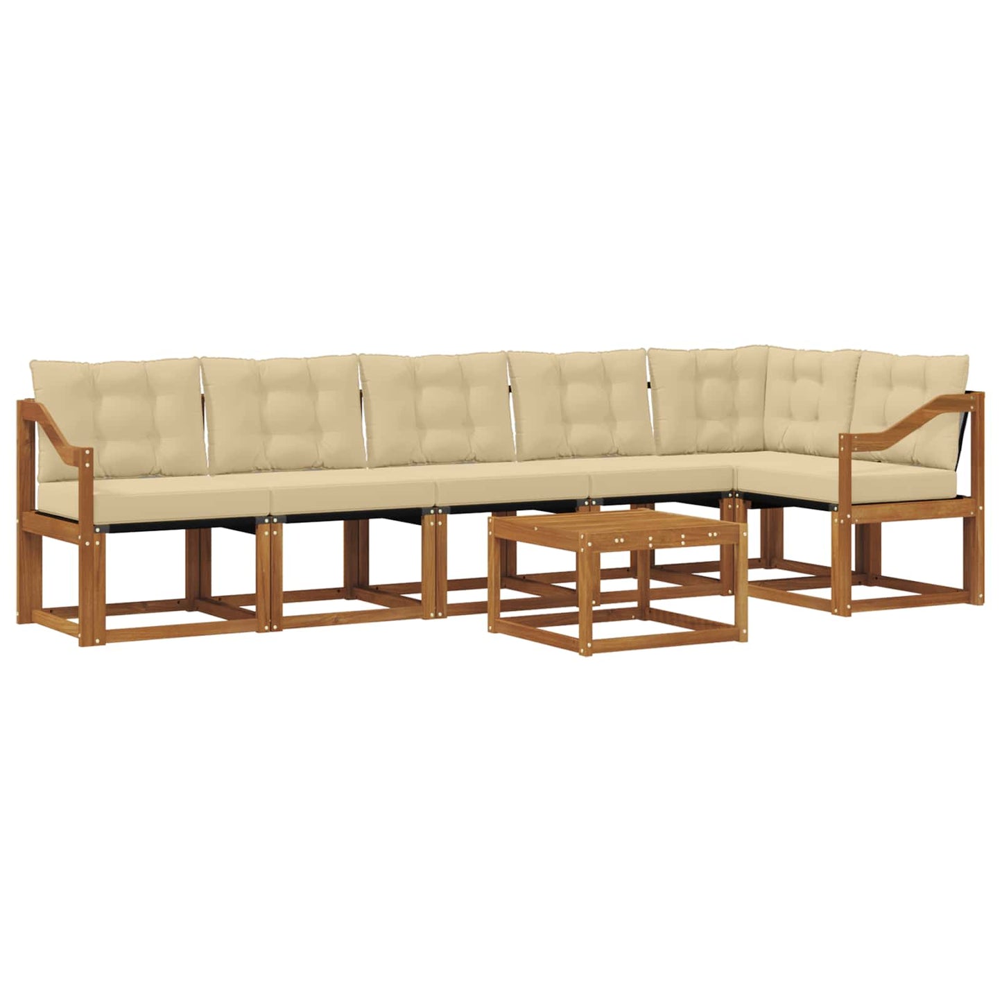 vidaXL Σειρά Καναπέ Εξωτερικού με μαξιλάρι 7 pcs Φυσικό και Μπεζ