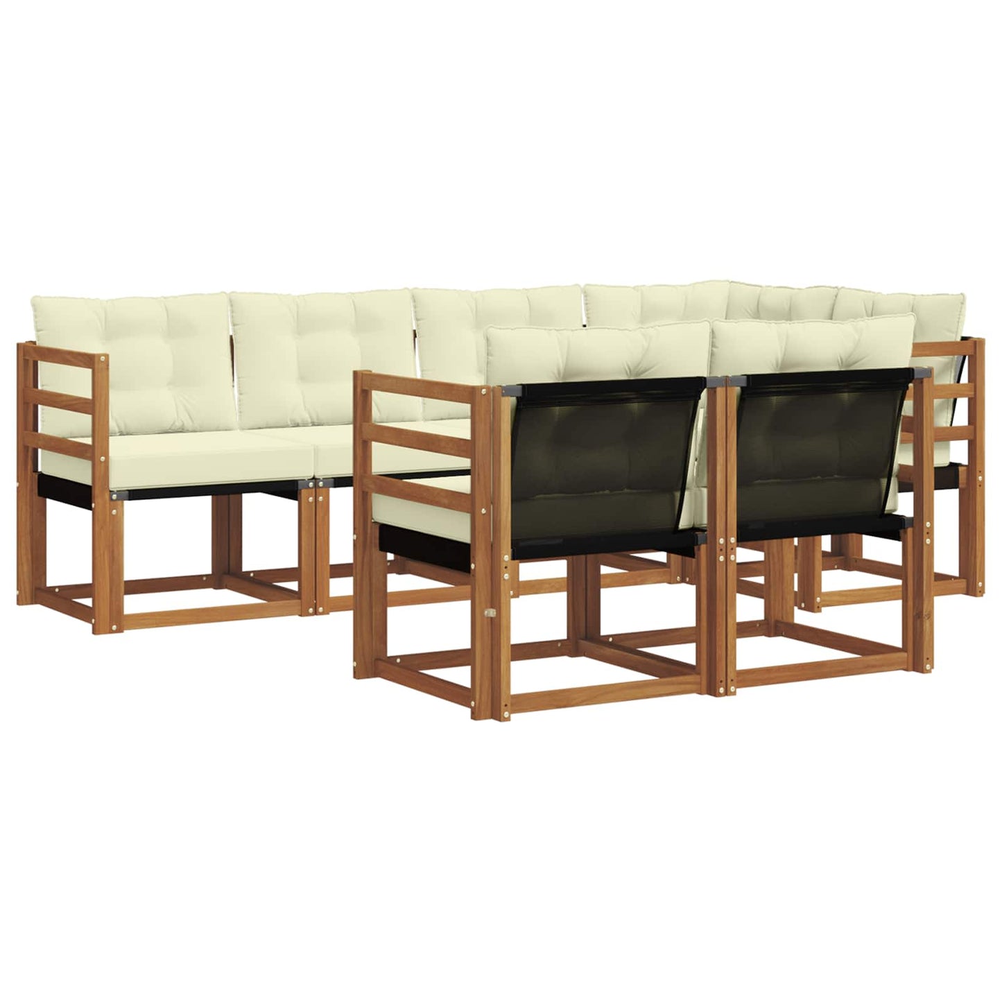 vidaXL Σειρά Καναπέ Εξωτερικού με μαξιλάρι 7 pcs Φυσικό και Κρέμα