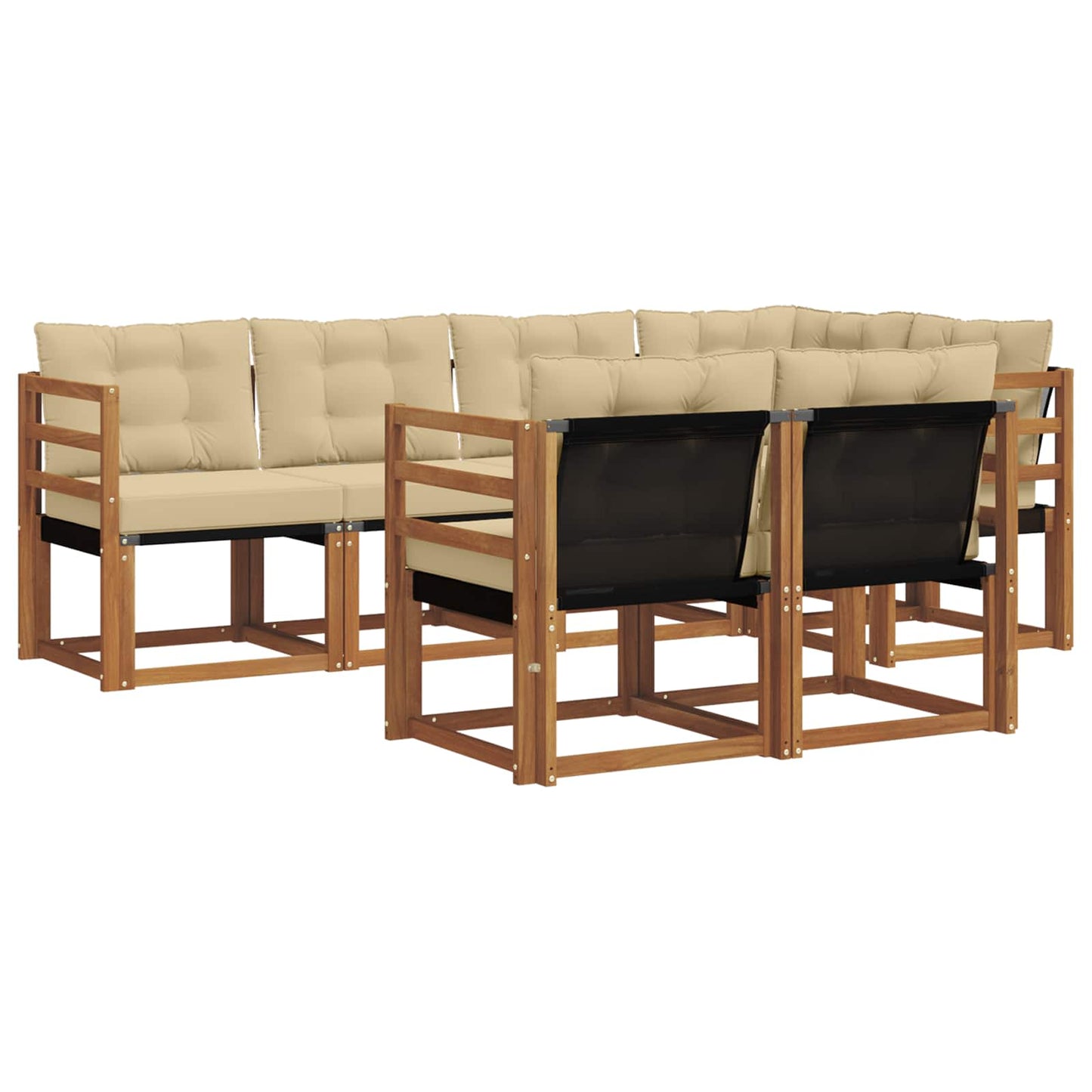 vidaXL Σειρά Καναπέ Εξωτερικού με μαξιλάρι 7 pcs Φυσικό και Μπεζ