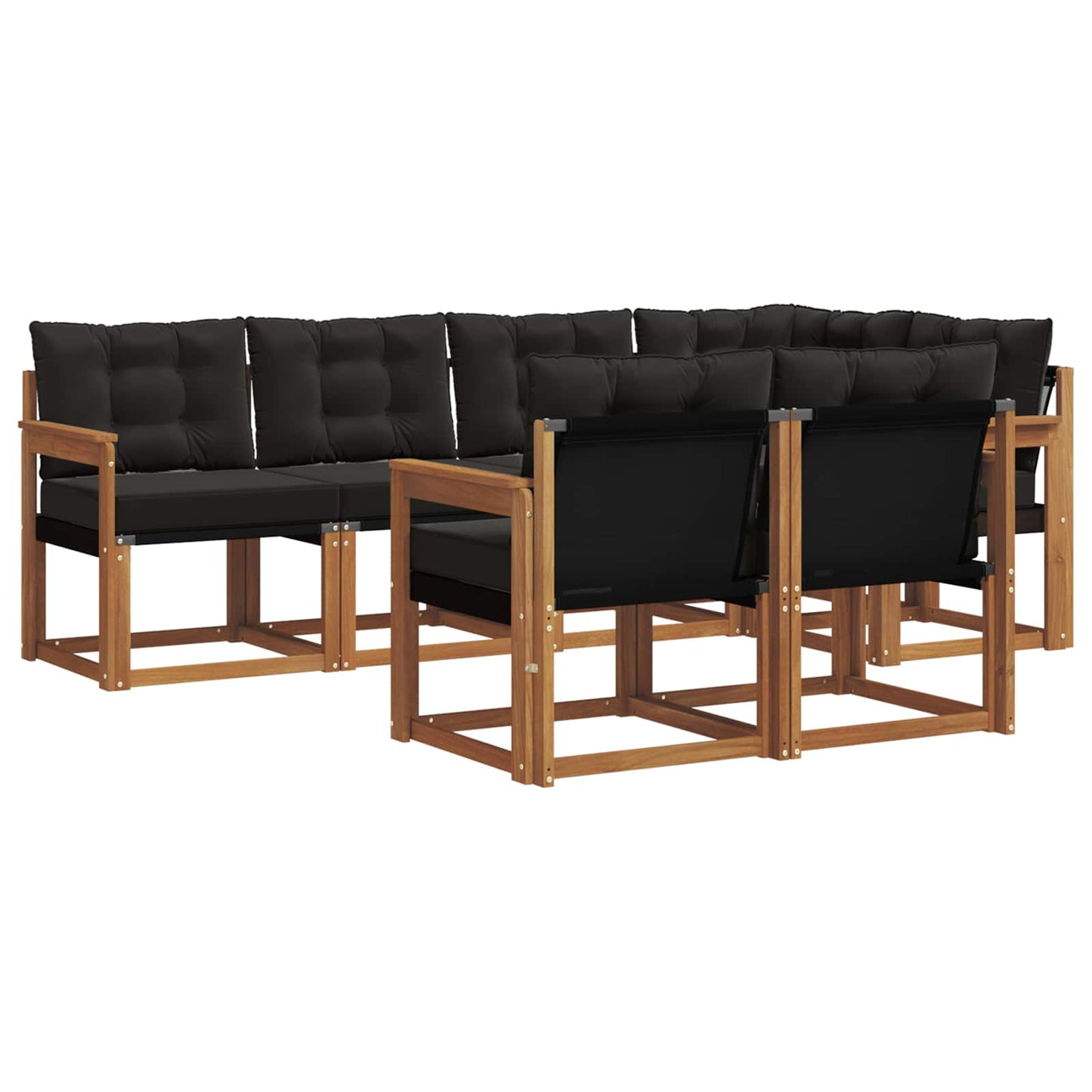 vidaXL Σειρά Καναπέ Εξωτερικού με μαξιλάρι 7 pcs Φυσικό και Μαύρο