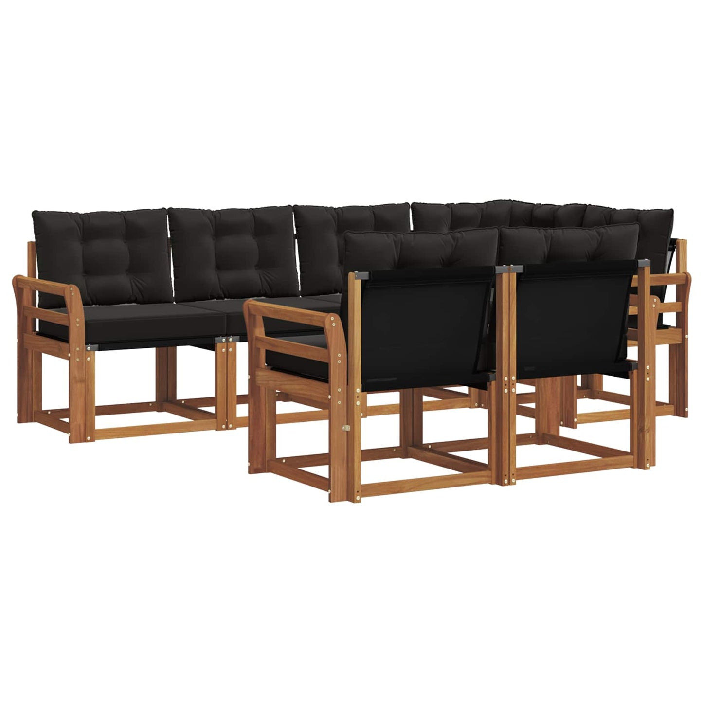 vidaXL Σειρά Καναπέ Εξωτερικού με μαξιλάρι 7 pcs Φυσικό και Μαύρο