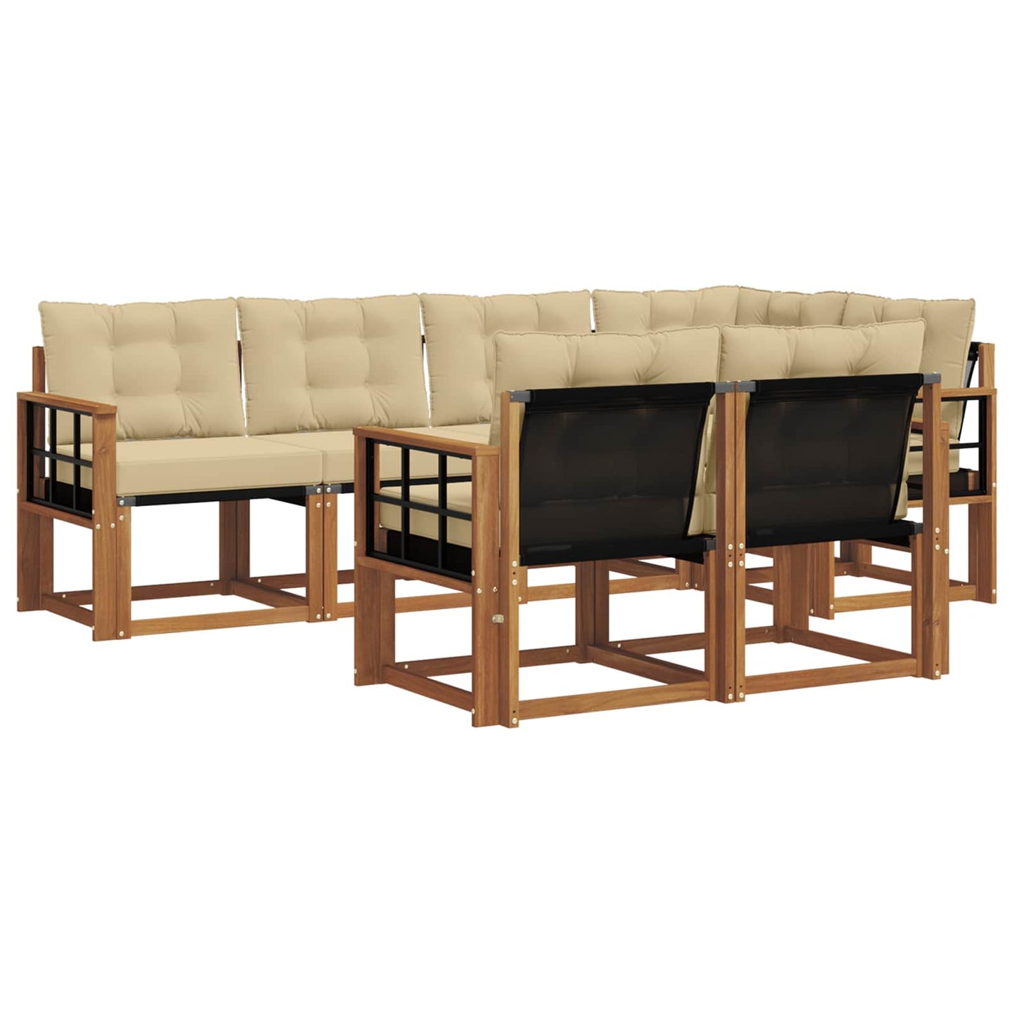 vidaXL Σειρά Καναπέ Εξωτερικού με μαξιλάρι 7 pcs Φυσικό και Μπεζ