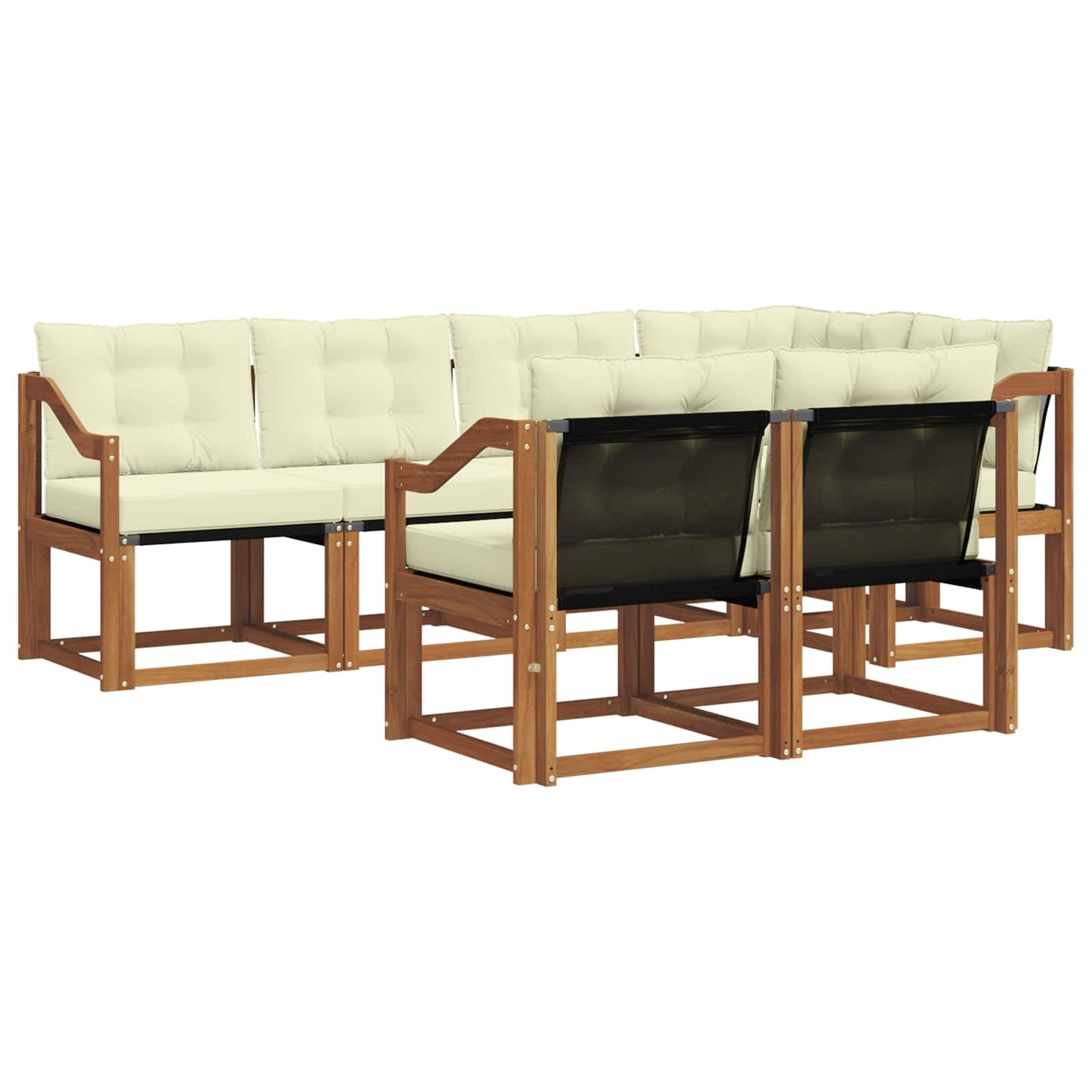 vidaXL Σειρά Καναπέ Εξωτερικού με μαξιλάρι 7 pcs Φυσικό και Κρέμα