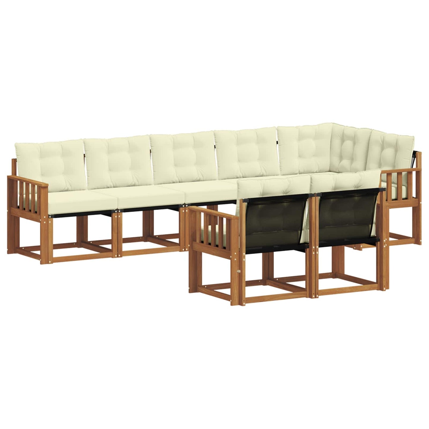 vidaXL Σειρά Καναπέ Εξωτερικού με μαξιλάρι 8 pcs Φυσικό και Κρέμα
