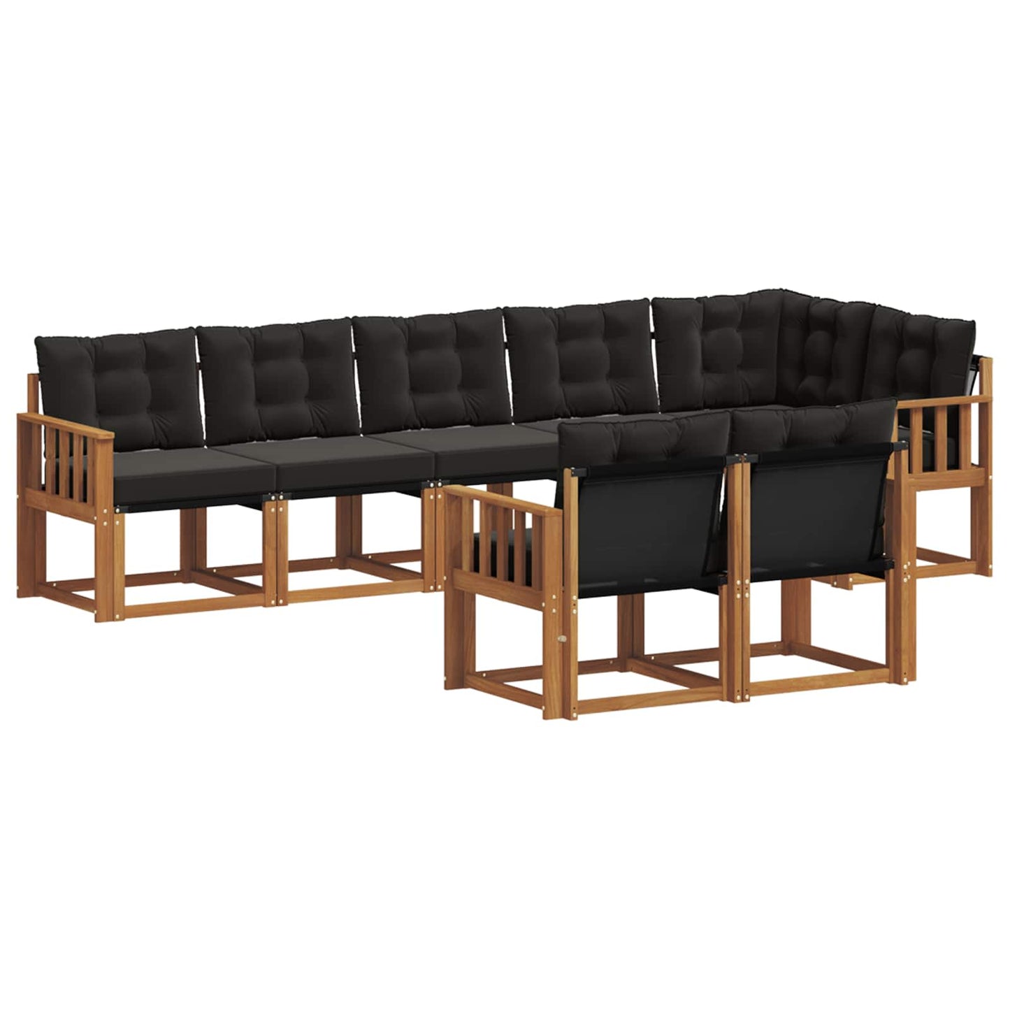 vidaXL Σειρά Καναπέ Εξωτερικού με μαξιλάρι 8 pcs Φυσικό και Μαύρο