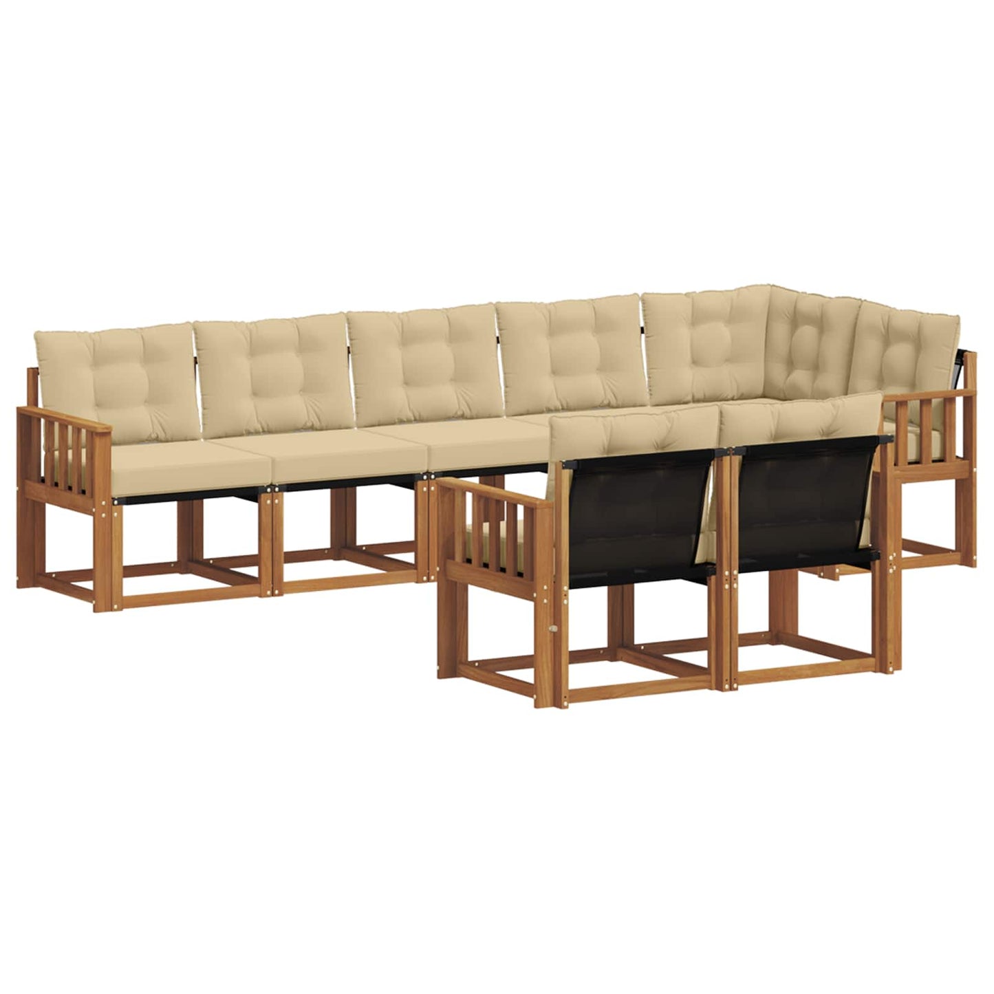 vidaXL Σειρά Καναπέ Εξωτερικού με μαξιλάρι 8 pcs Φυσικό και Μπεζ