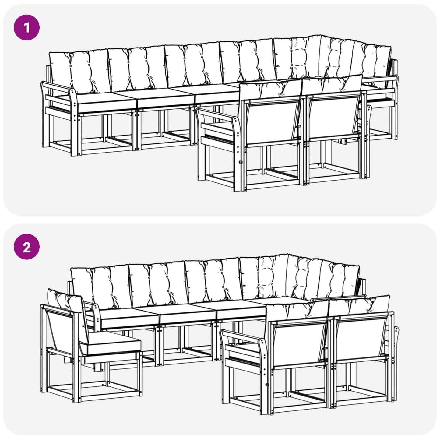 vidaXL Σειρά Καναπέ Εξωτερικού 8 pcs Φυσικό και Ανοιχτό Γκρι