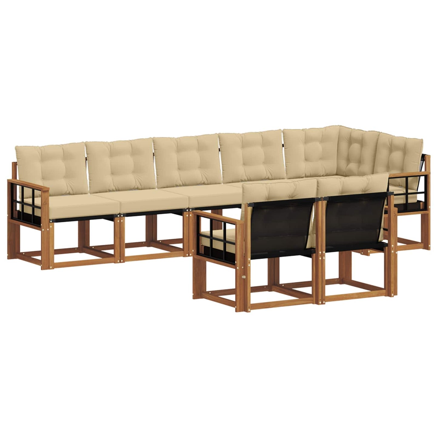 vidaXL Σειρά Καναπέ Εξωτερικού με μαξιλάρι 8 pcs Φυσικό και Μπεζ