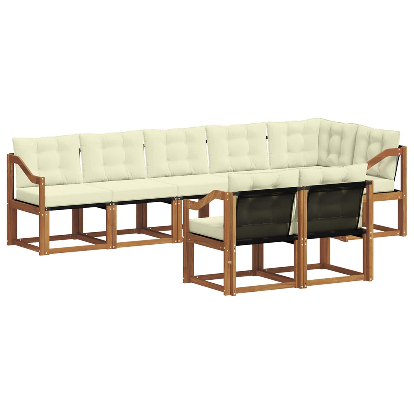 vidaXL Σειρά Καναπέ Εξωτερικού με μαξιλάρι 8 pcs Φυσικό και Κρέμα