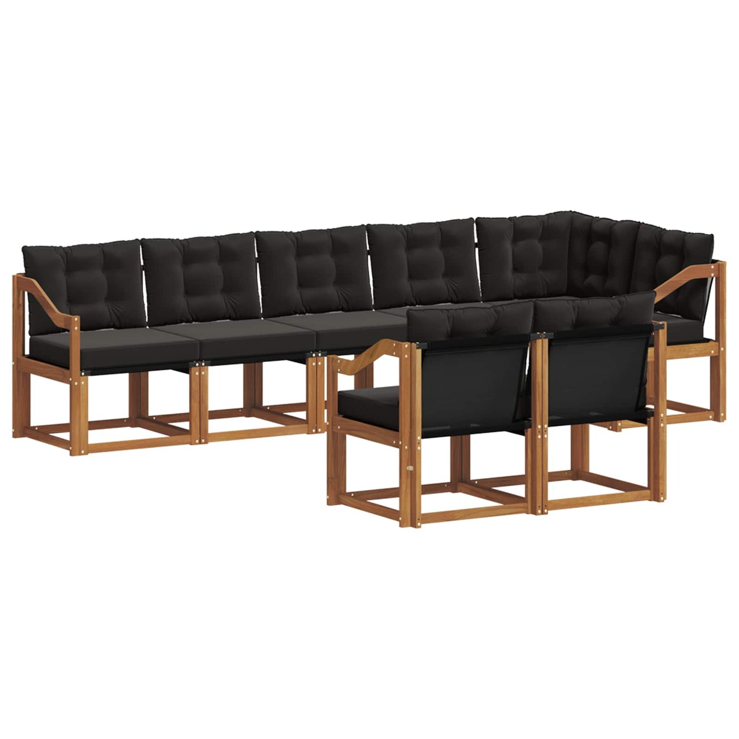 vidaXL Σειρά Καναπέ Εξωτερικού με μαξιλάρι 8 pcs Φυσικό και Μαύρο