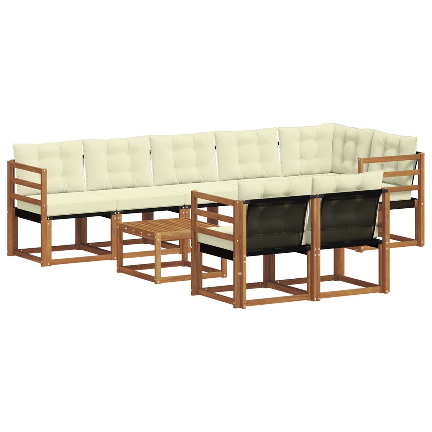 vidaXL Σειρά Καναπέ Εξωτερικού με μαξιλάρι 9 pcs Φυσικό και Κρέμα