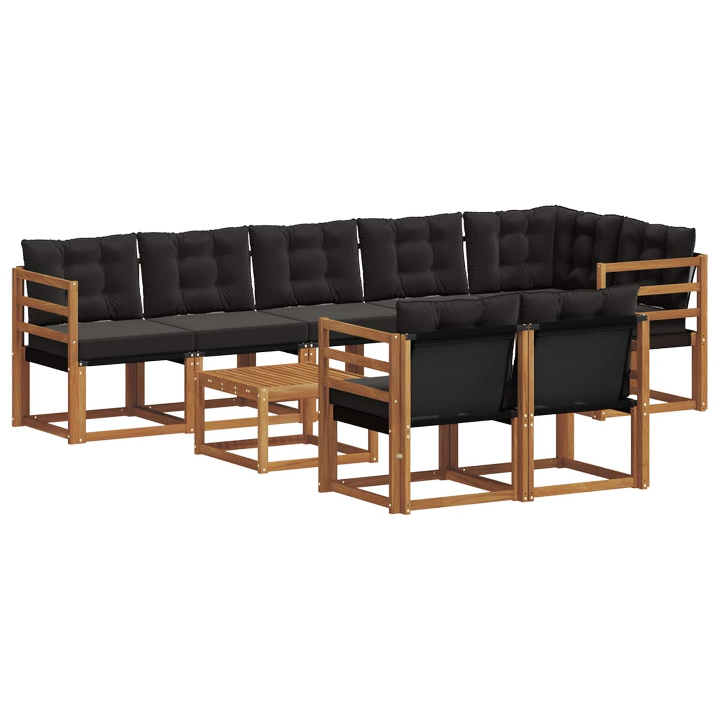 vidaXL Σειρά Καναπέ Εξωτερικού με μαξιλάρι 9 pcs Φυσικό και Μαύρο