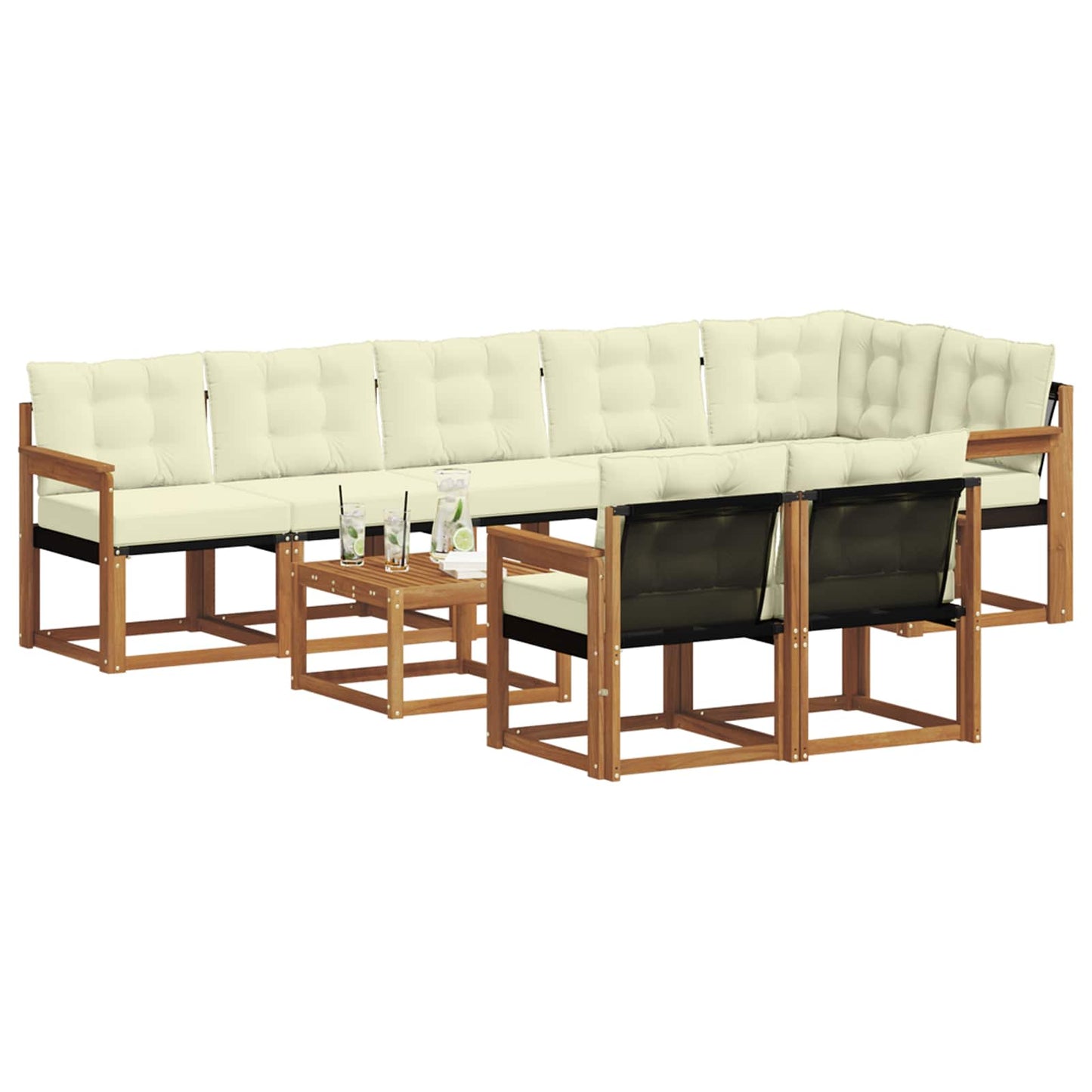vidaXL Σειρά Καναπέ Εξωτερικού με μαξιλάρι 9 pcs Φυσικό και Κρέμα