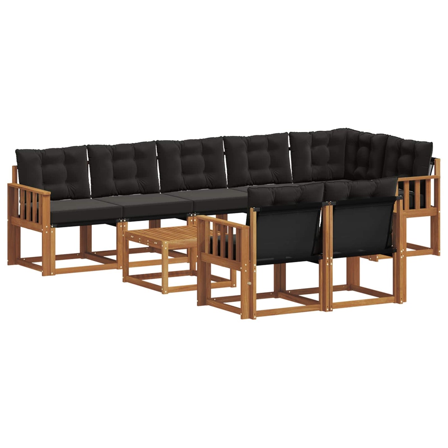 vidaXL Σειρά Καναπέ Εξωτερικού με μαξιλάρι 9 pcs Φυσικό και Μαύρο