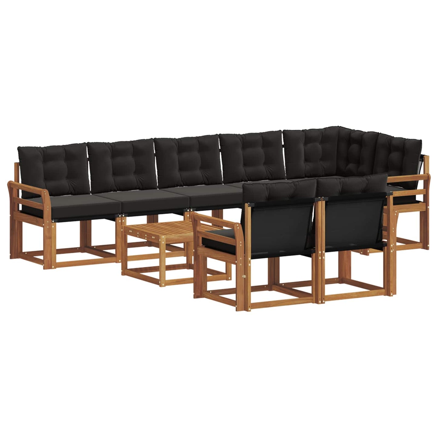 vidaXL Σειρά Καναπέ Εξωτερικού με μαξιλάρι 9 pcs Φυσικό και Μαύρο