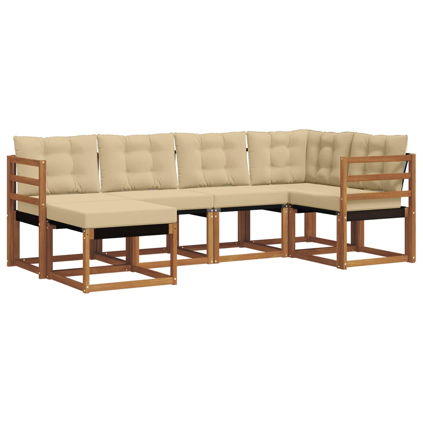 vidaXL Σειρά Καναπέ Εξωτερικού με μαξιλάρι 6 pcs Φυσικό και Μπεζ