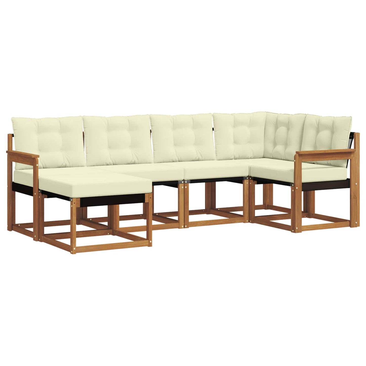 vidaXL Σειρά Καναπέ Εξωτερικού με μαξιλάρι 6 pcs Φυσικό και Κρέμα