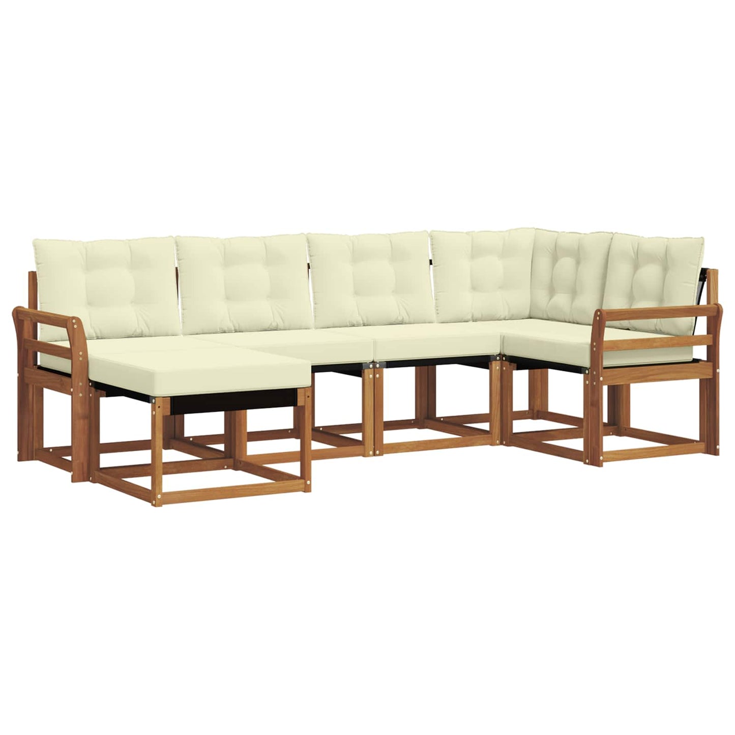 vidaXL Σειρά Καναπέ Εξωτερικού με μαξιλάρι 6 pcs Φυσικό και Κρέμα
