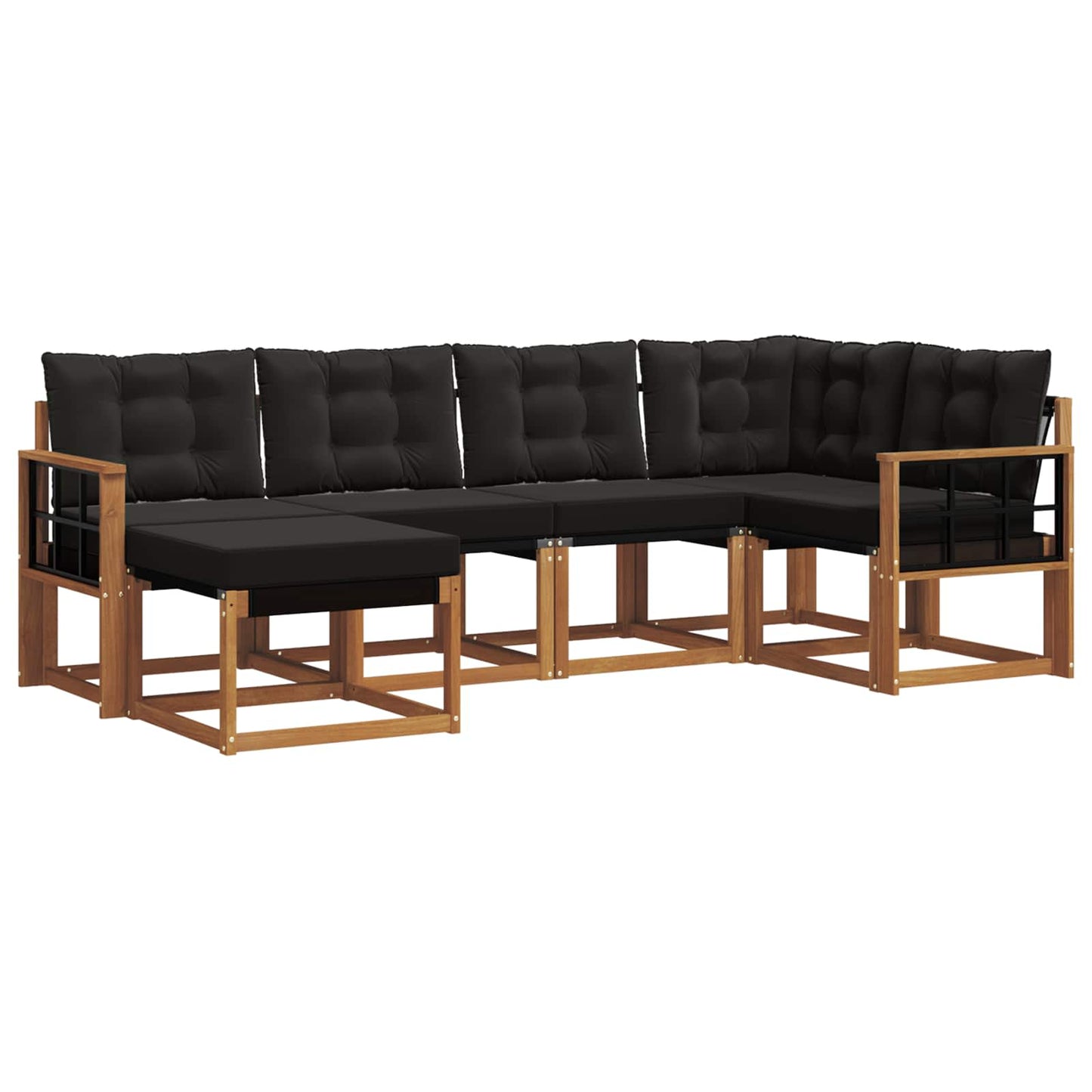 vidaXL Σειρά Καναπέ Εξωτερικού με μαξιλάρι 6 pcs Φυσικό και Μαύρο