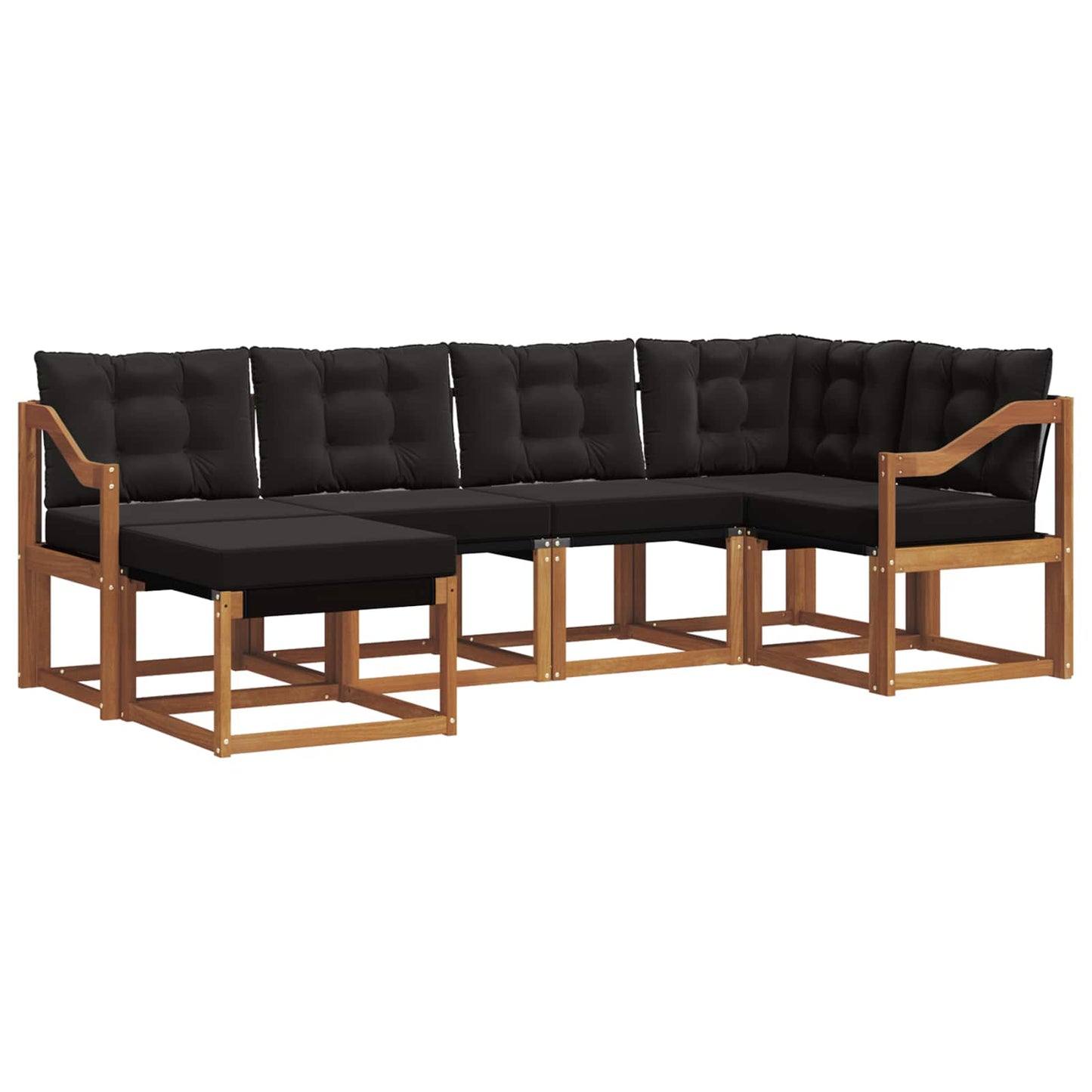 vidaXL Σειρά Καναπέ Εξωτερικού με μαξιλάρι 6 pcs Φυσικό και Μαύρο