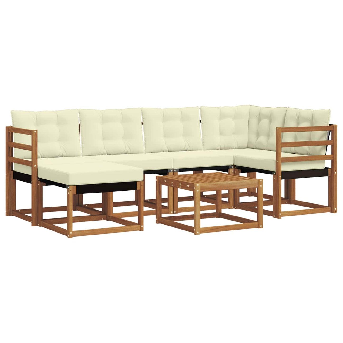 vidaXL Σειρά Καναπέ Εξωτερικού με μαξιλάρι 7 pcs Φυσικό και Κρέμα