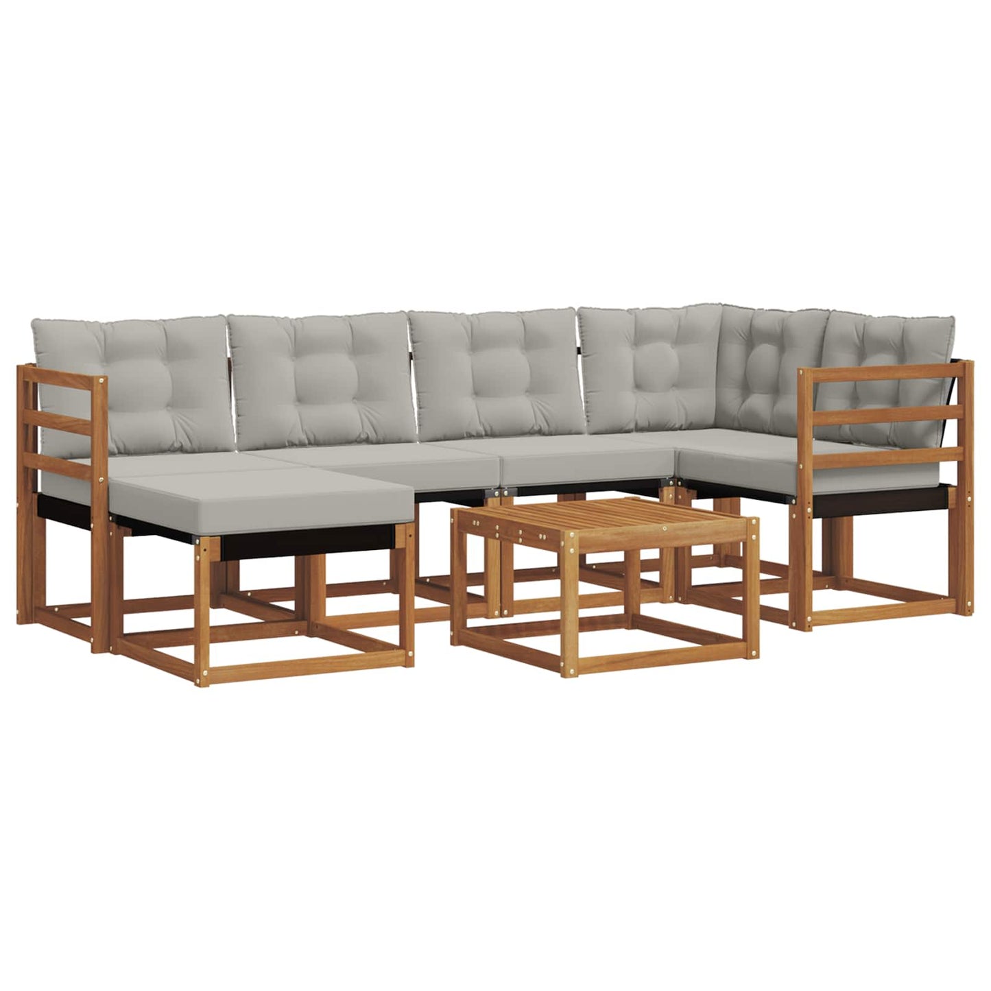 vidaXL Σειρά Καναπέ Εξωτερικού 7 pcs Φυσικό και Ανοιχτό Γκρι
