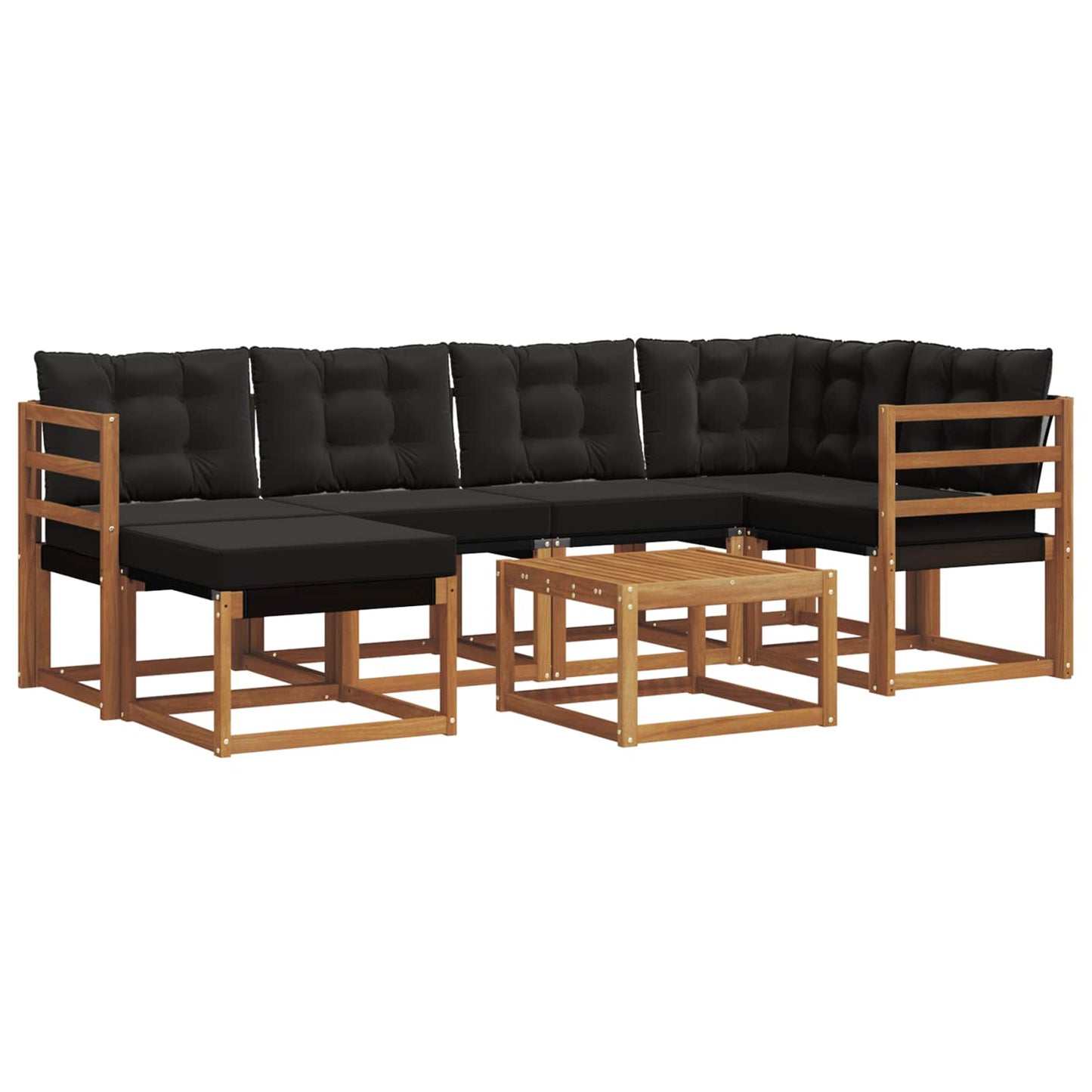 vidaXL Σειρά Καναπέ Εξωτερικού με μαξιλάρι 7 pcs Φυσικό και Μαύρο