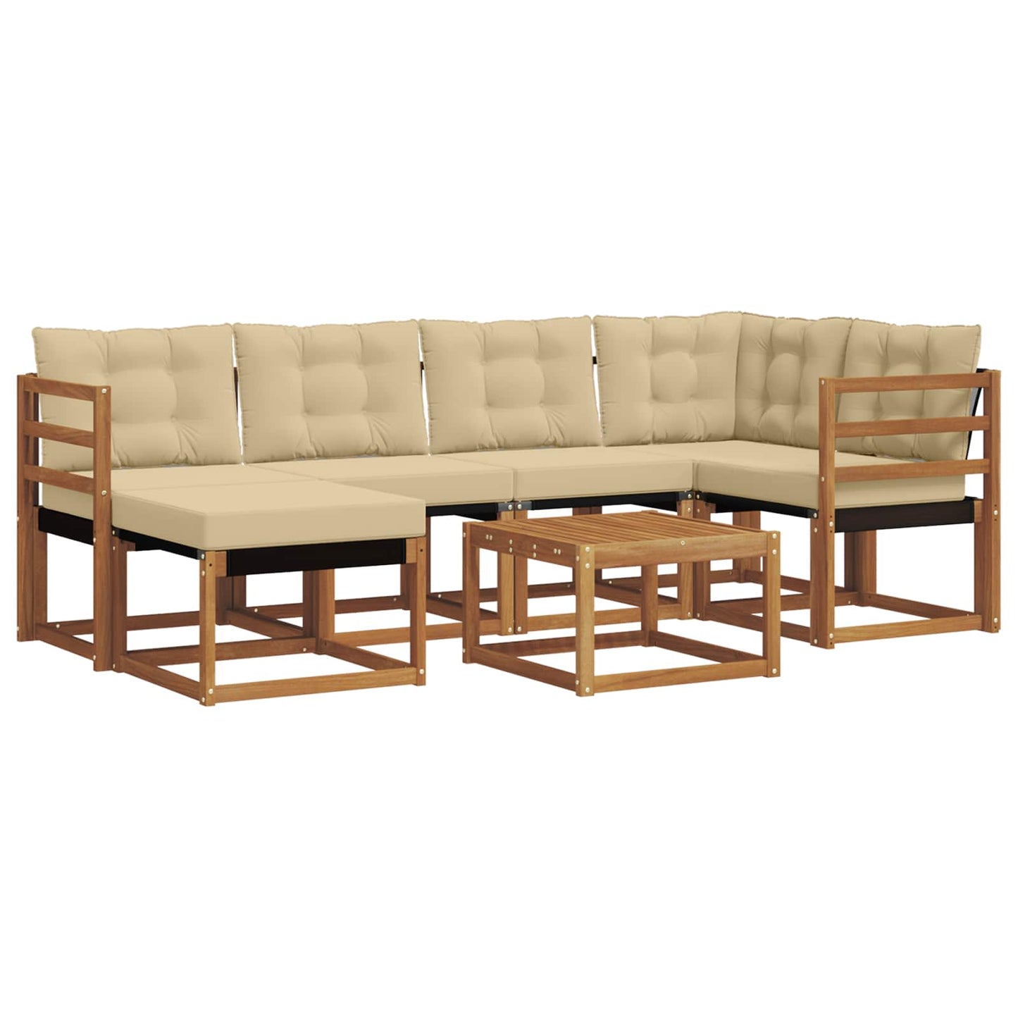 vidaXL Σειρά Καναπέ Εξωτερικού με μαξιλάρι 7 pcs Φυσικό και Μπεζ
