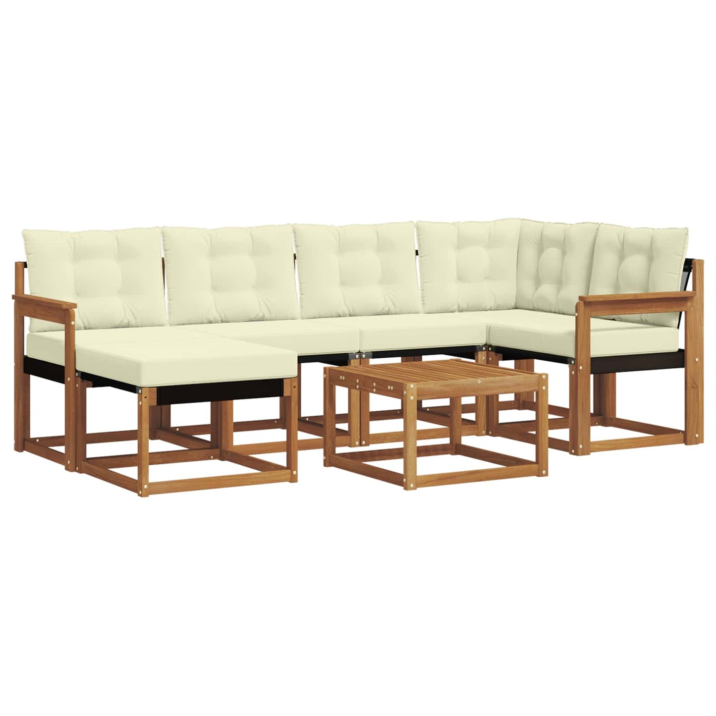vidaXL Σειρά Καναπέ Εξωτερικού με μαξιλάρι 7 pcs Φυσικό και Κρέμα