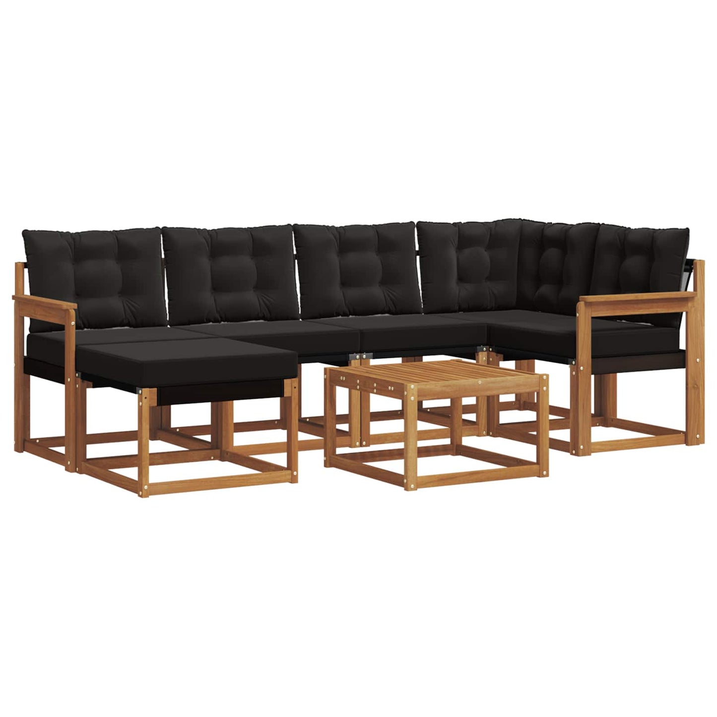 vidaXL Σειρά Καναπέ Εξωτερικού με μαξιλάρι 7 pcs Φυσικό και Μαύρο