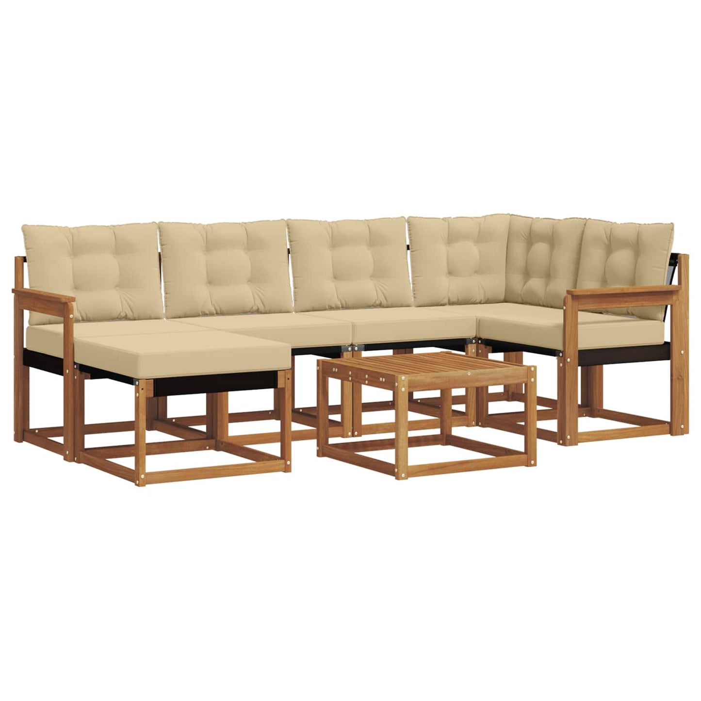 vidaXL Σειρά Καναπέ Εξωτερικού με μαξιλάρι 7 pcs Φυσικό και Μπεζ
