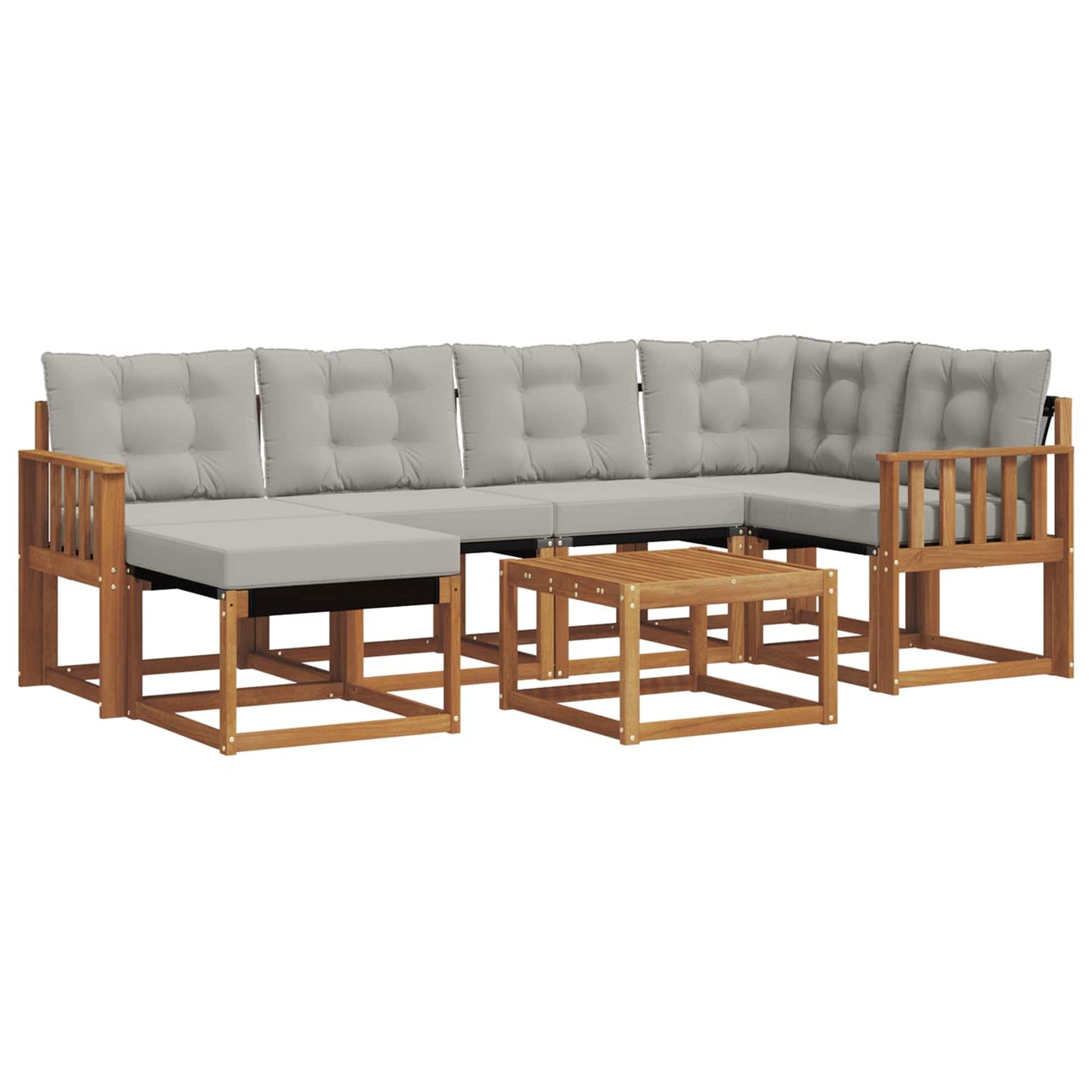 vidaXL Σειρά Καναπέ Εξωτερικού 7 pcs Φυσικό και Ανοιχτό Γκρι