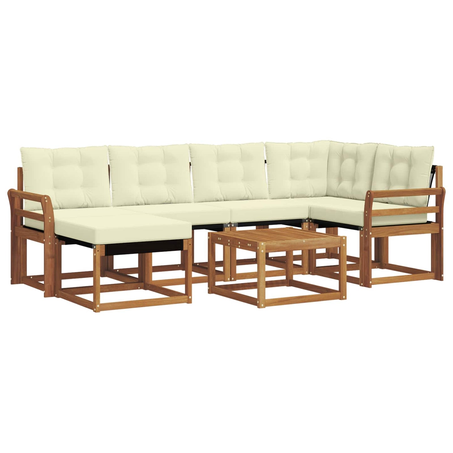 vidaXL Σειρά Καναπέ Εξωτερικού με μαξιλάρι 7 pcs Φυσικό και Κρέμα