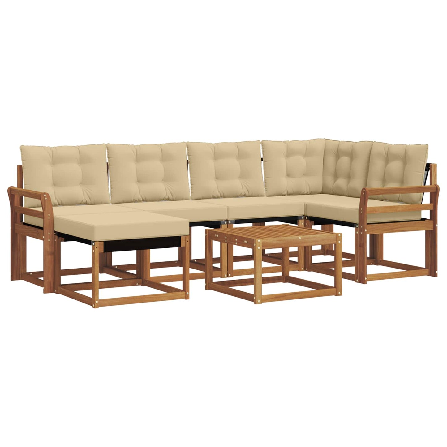 vidaXL Σειρά Καναπέ Εξωτερικού με μαξιλάρι 7 pcs Φυσικό και Μπεζ
