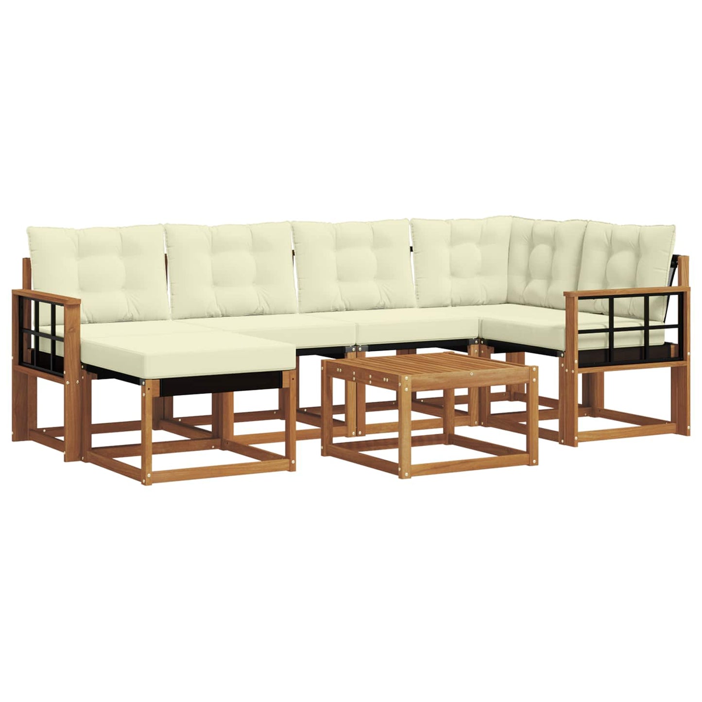 vidaXL Σειρά Καναπέ Εξωτερικού με μαξιλάρι 7 pcs Φυσικό και Κρέμα