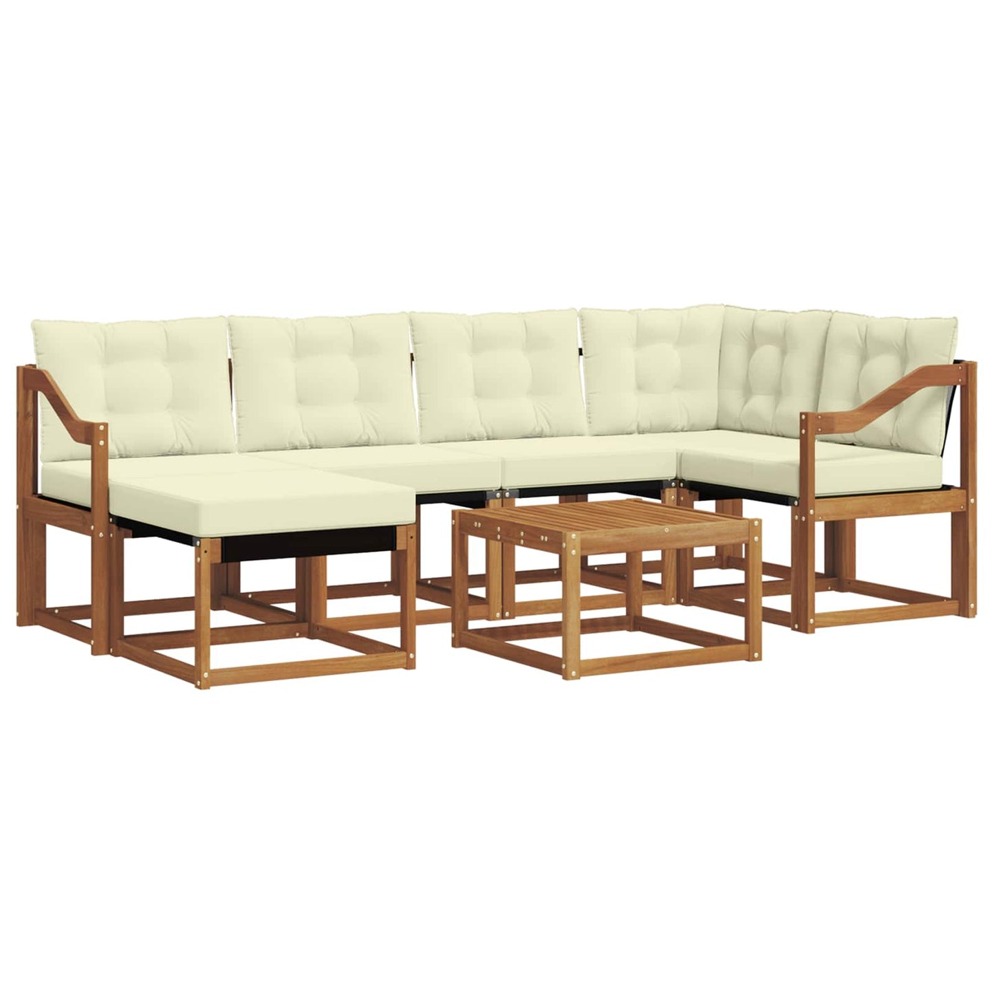 vidaXL Σειρά Καναπέ Εξωτερικού με μαξιλάρι 7 pcs Φυσικό και Κρέμα