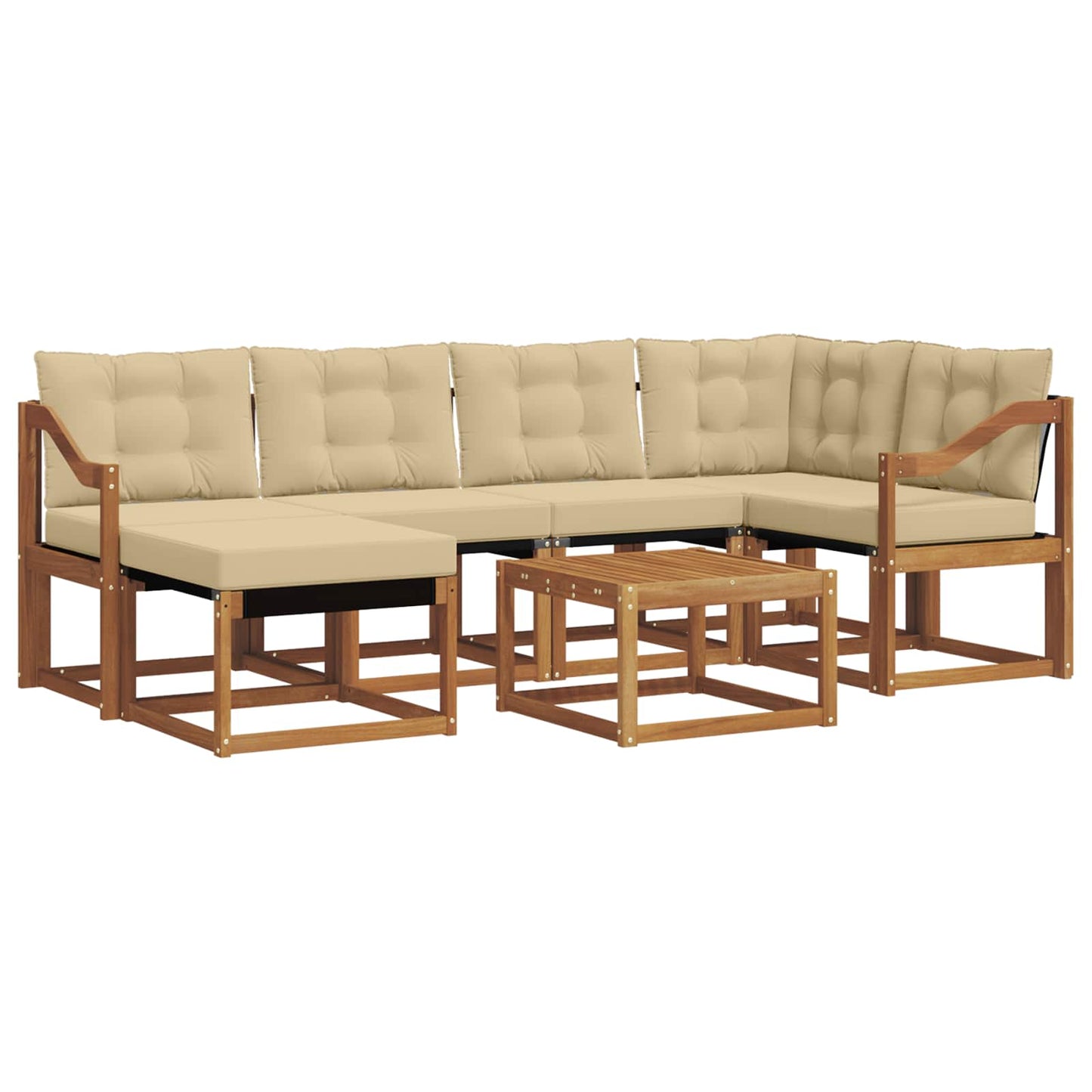 vidaXL Σειρά Καναπέ Εξωτερικού με μαξιλάρι 7 pcs Φυσικό και Μπεζ