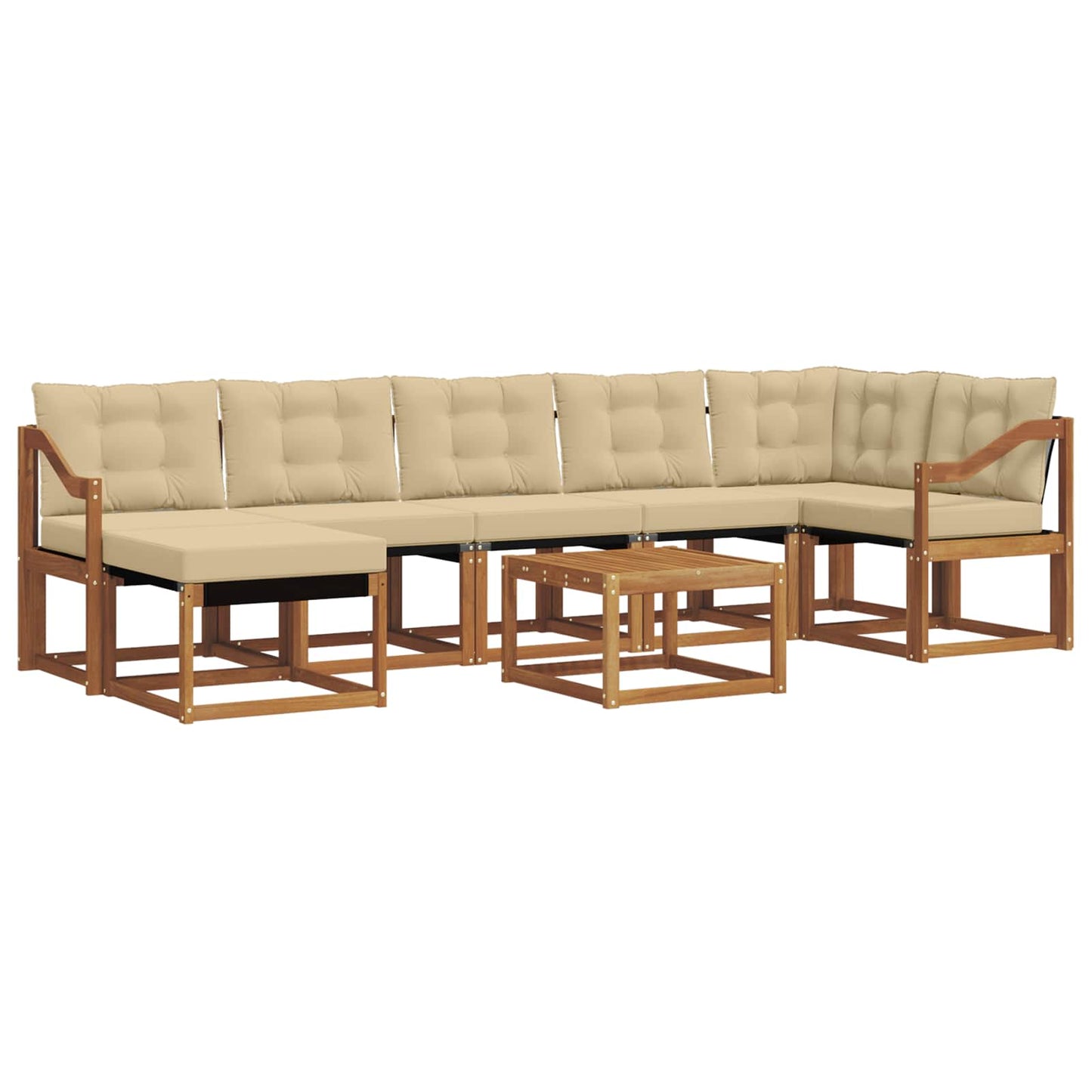 vidaXL Σειρά Καναπέ Εξωτερικού με μαξιλάρι 8 pcs Φυσικό και Μπεζ