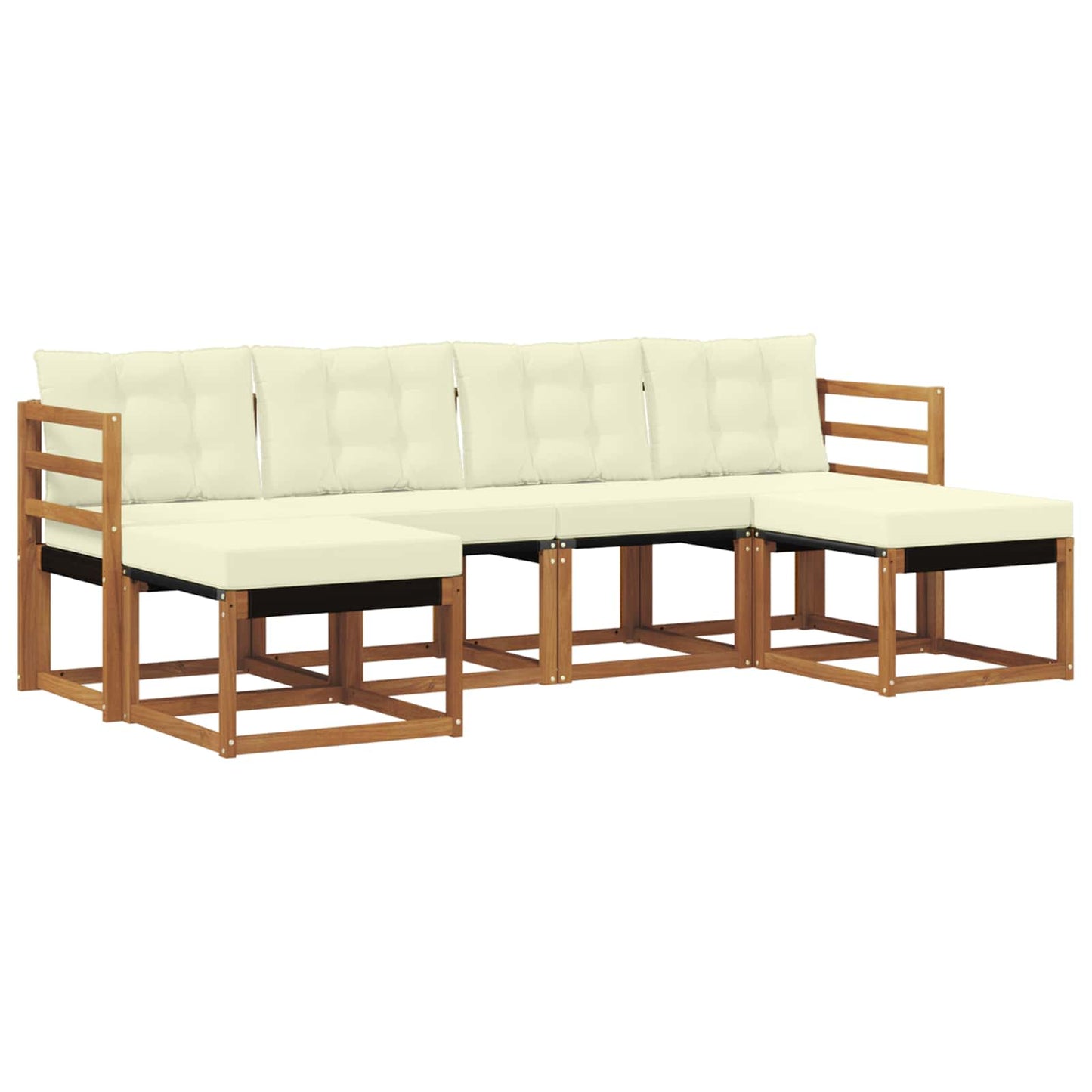 vidaXL Σειρά Καναπέ Εξωτερικού με μαξιλάρι 6 pcs Φυσικό και Κρέμα