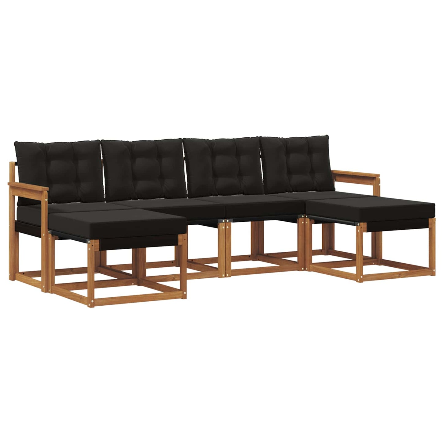 vidaXL Σειρά Καναπέ Εξωτερικού με μαξιλάρι 6 pcs Φυσικό και Μαύρο