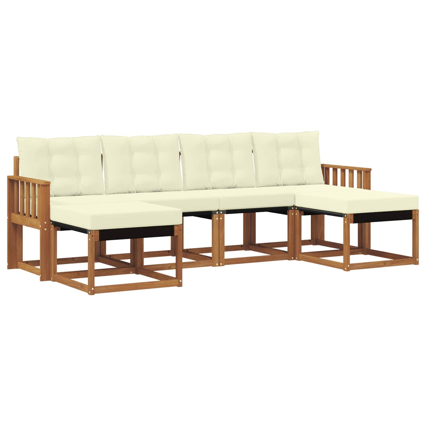 vidaXL Σειρά Καναπέ Εξωτερικού με μαξιλάρι 6 pcs Φυσικό και Κρέμα