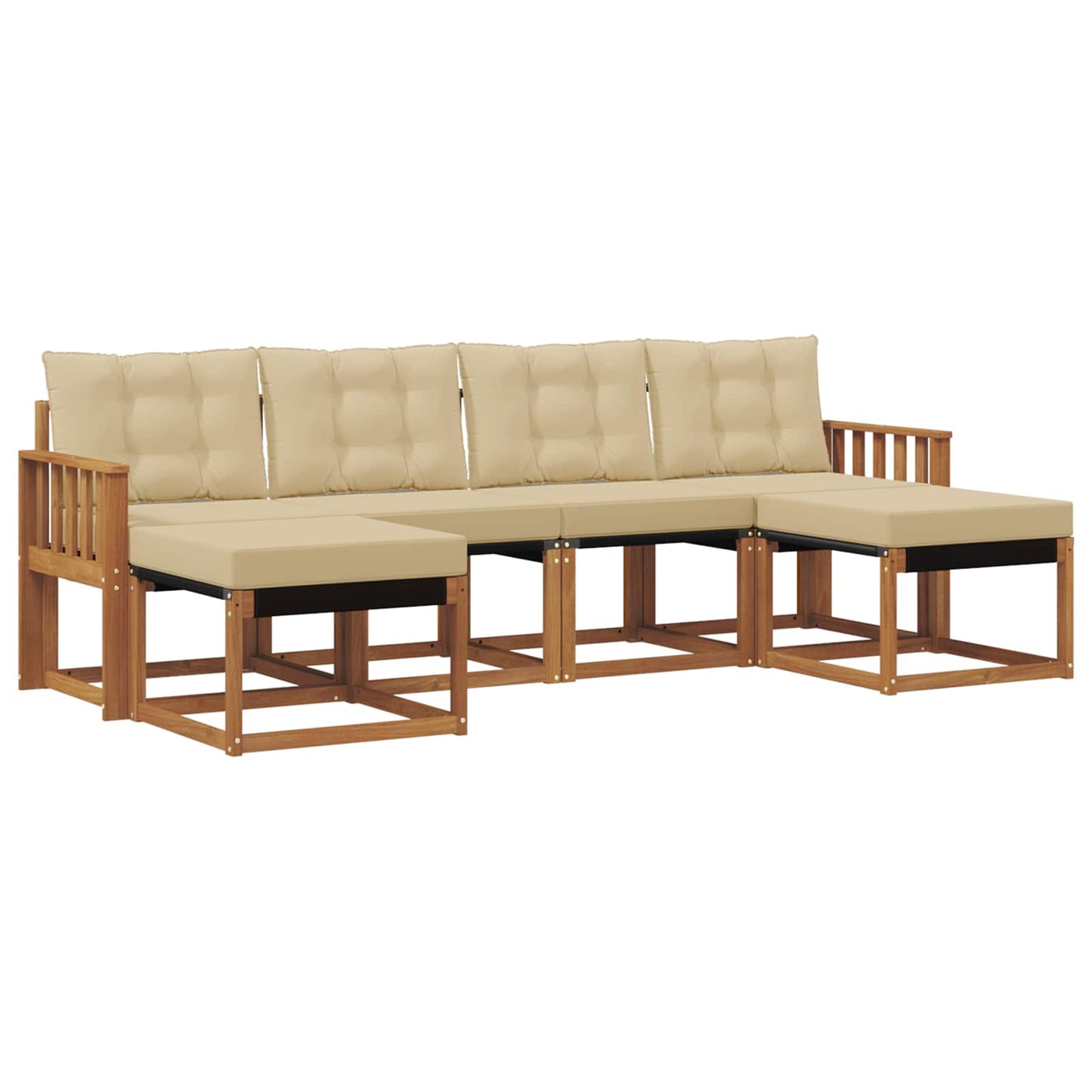 vidaXL Σειρά Καναπέ Εξωτερικού με μαξιλάρι 6 pcs Φυσικό και Μπεζ