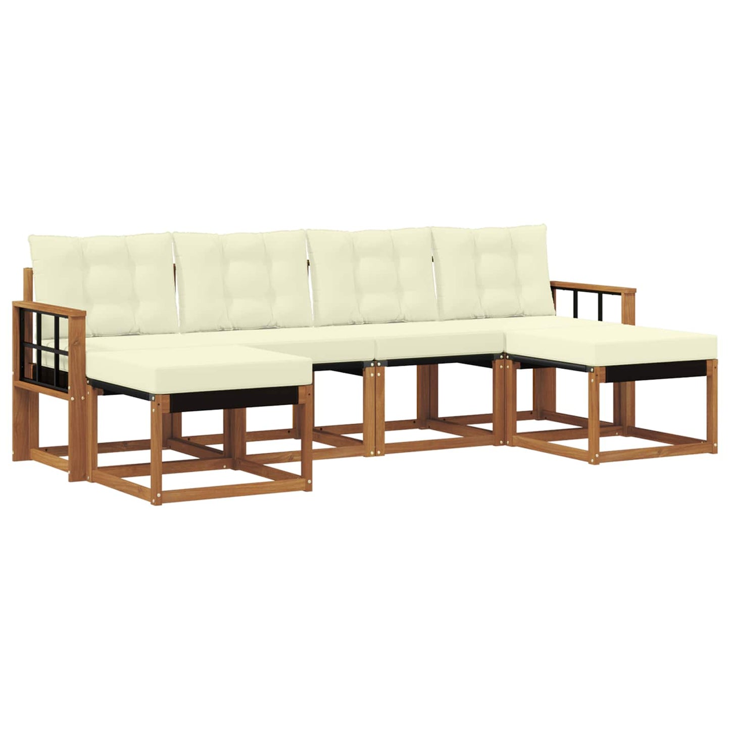 vidaXL Σειρά Καναπέ Εξωτερικού με μαξιλάρι 6 pcs Φυσικό και Κρέμα
