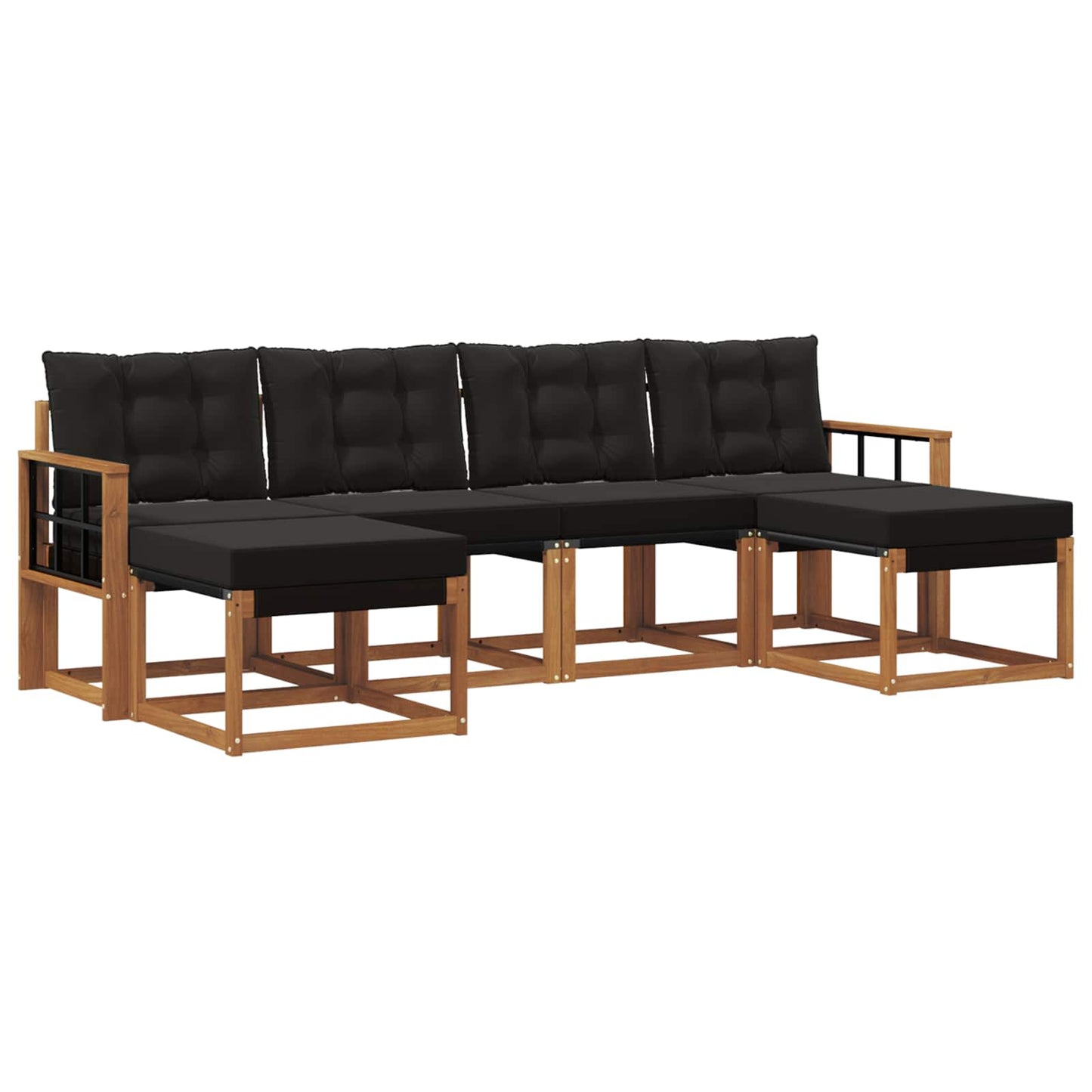vidaXL Σειρά Καναπέ Εξωτερικού με μαξιλάρι 6 pcs Φυσικό και Μαύρο