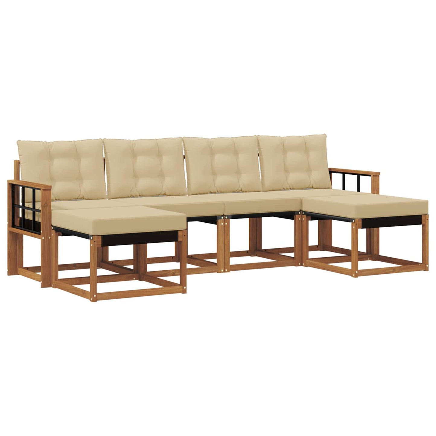 vidaXL Σειρά Καναπέ Εξωτερικού με μαξιλάρι 6 pcs Φυσικό και Μπεζ