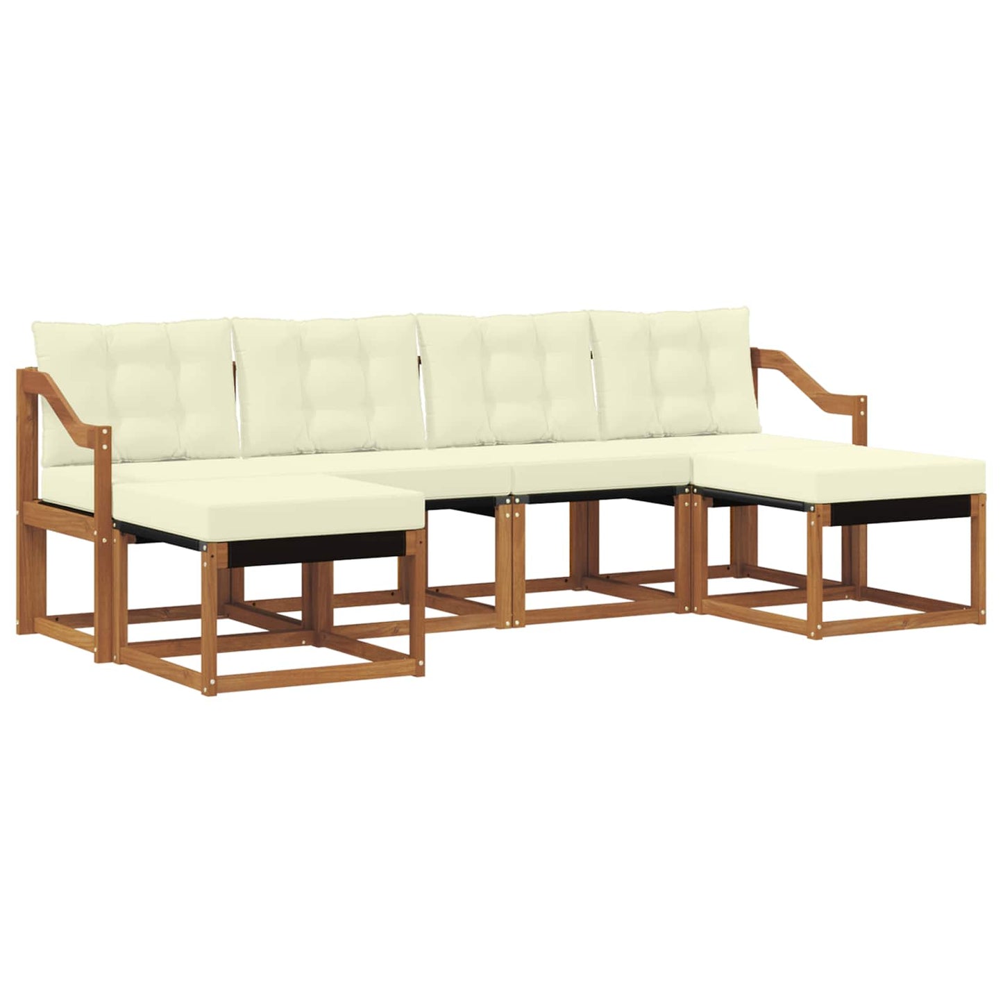 vidaXL Σειρά Καναπέ Εξωτερικού με μαξιλάρι 6 pcs Φυσικό και Κρέμα