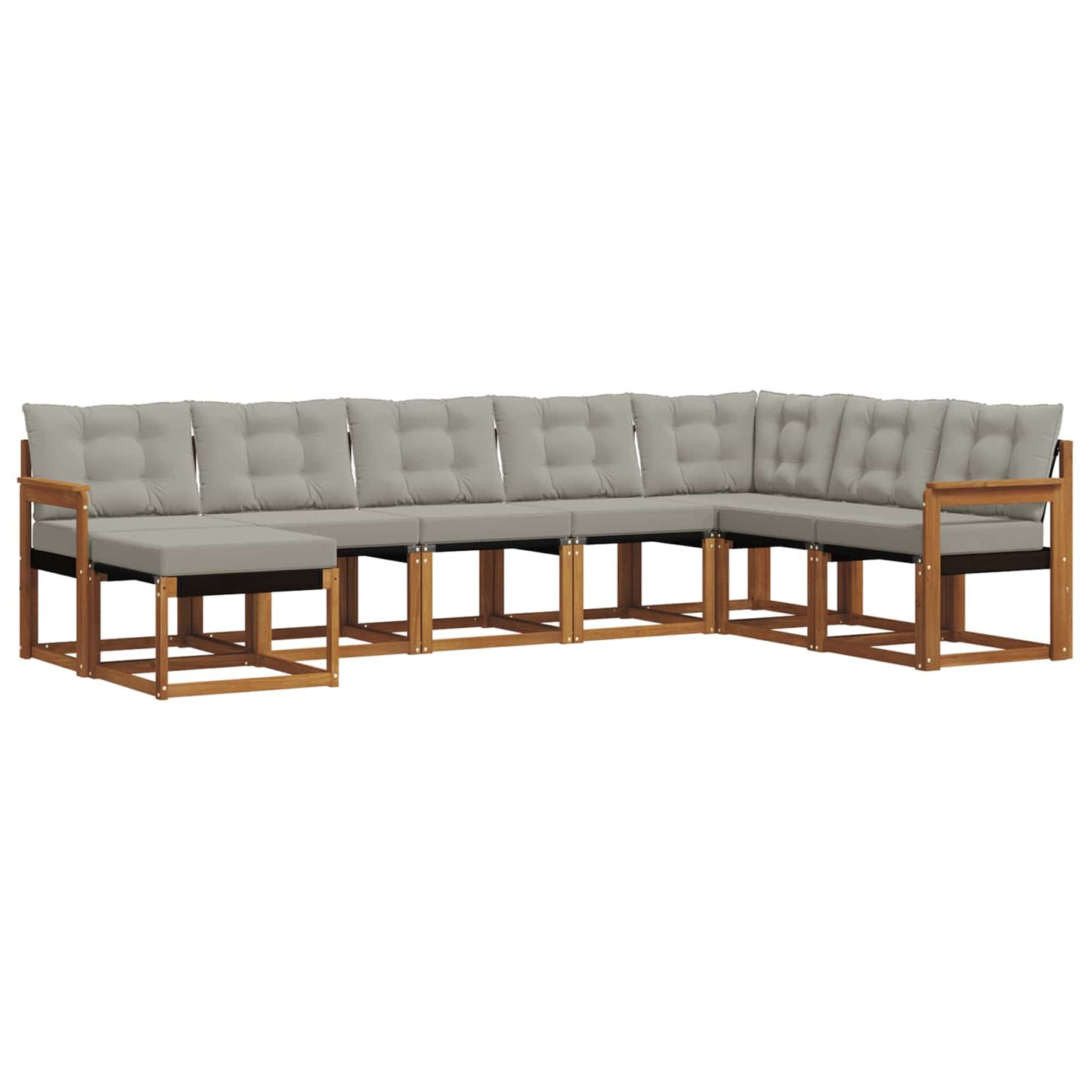 vidaXL Σειρά Καναπέ Εξωτερικού 8 pcs Φυσικό και Ανοιχτό Γκρι
